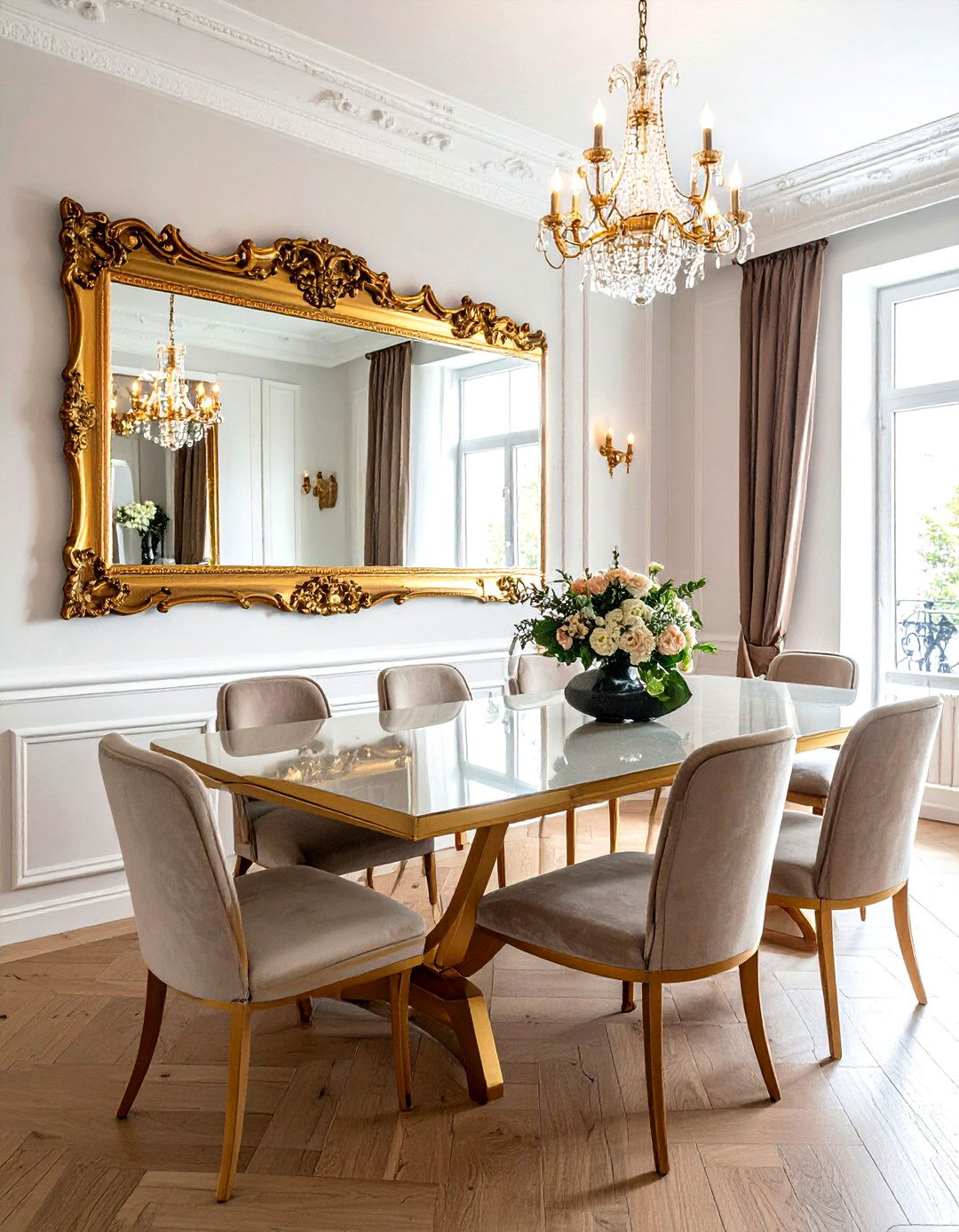 Mirrored Wall Decor - 30 stately dining room ideas