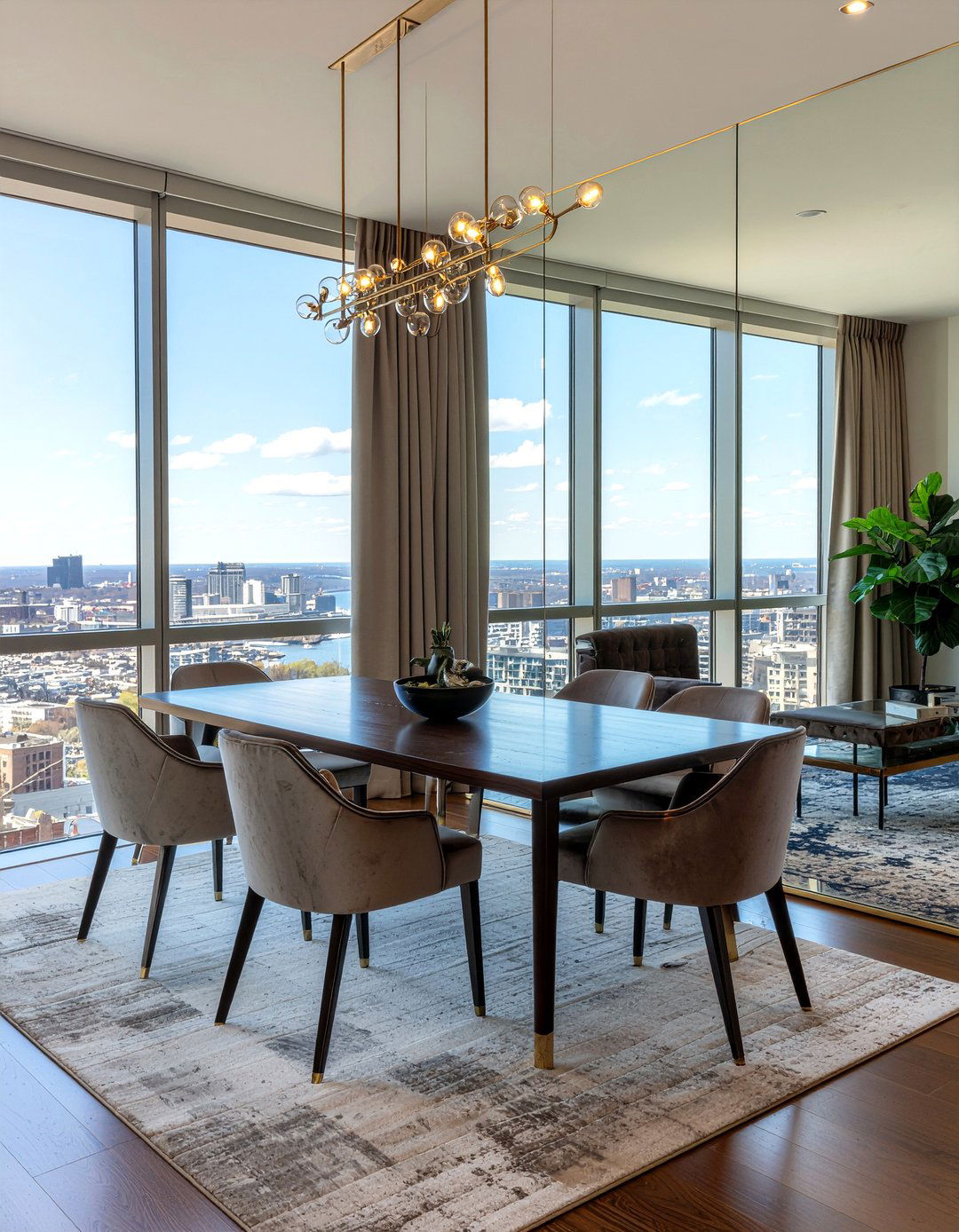 Mirrored Wall Dining Area - 30 condo dining room ideas