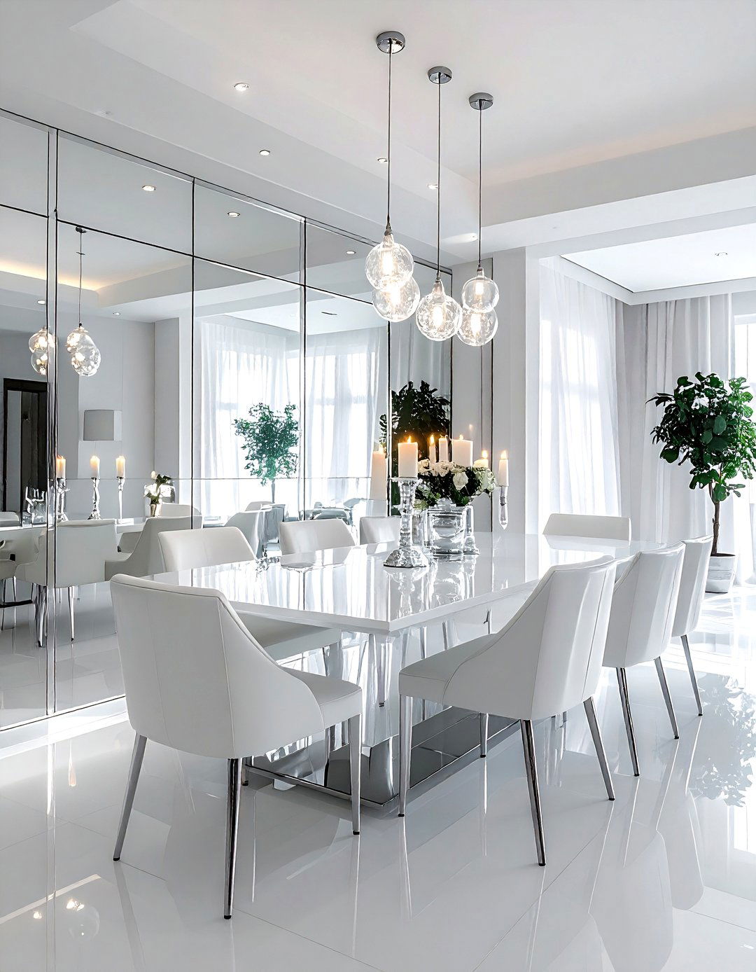 Mirrored Wall Dining Space - 30 apartment dining room ideas