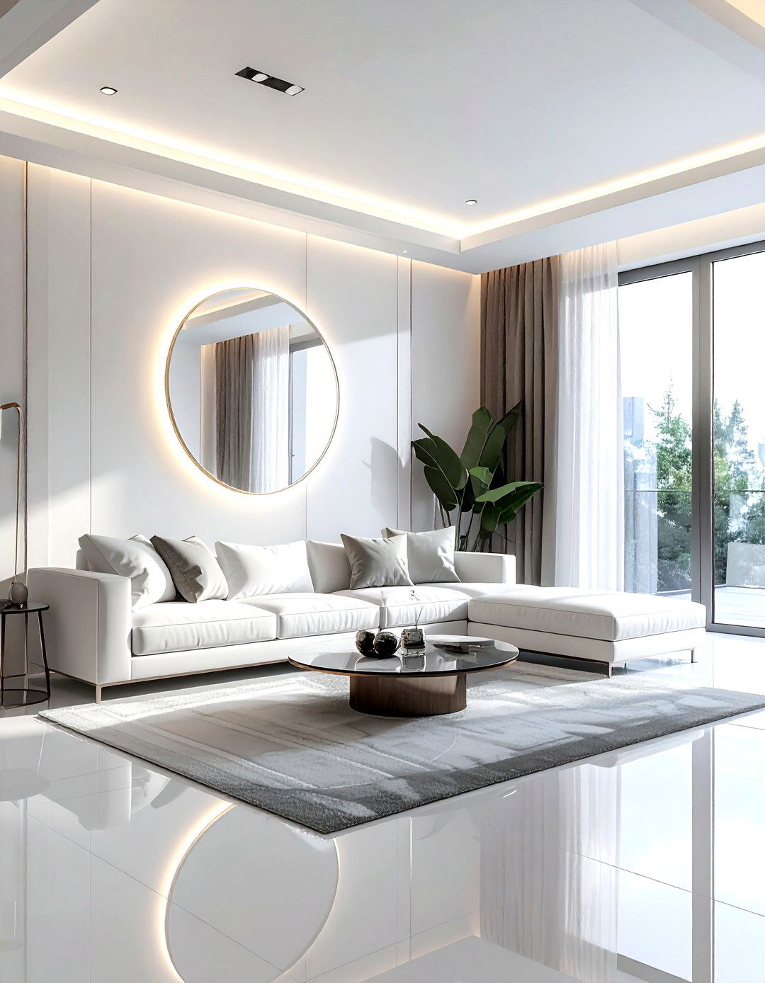 Mirrored Wall Light - 30 living room ambient lighting ideas