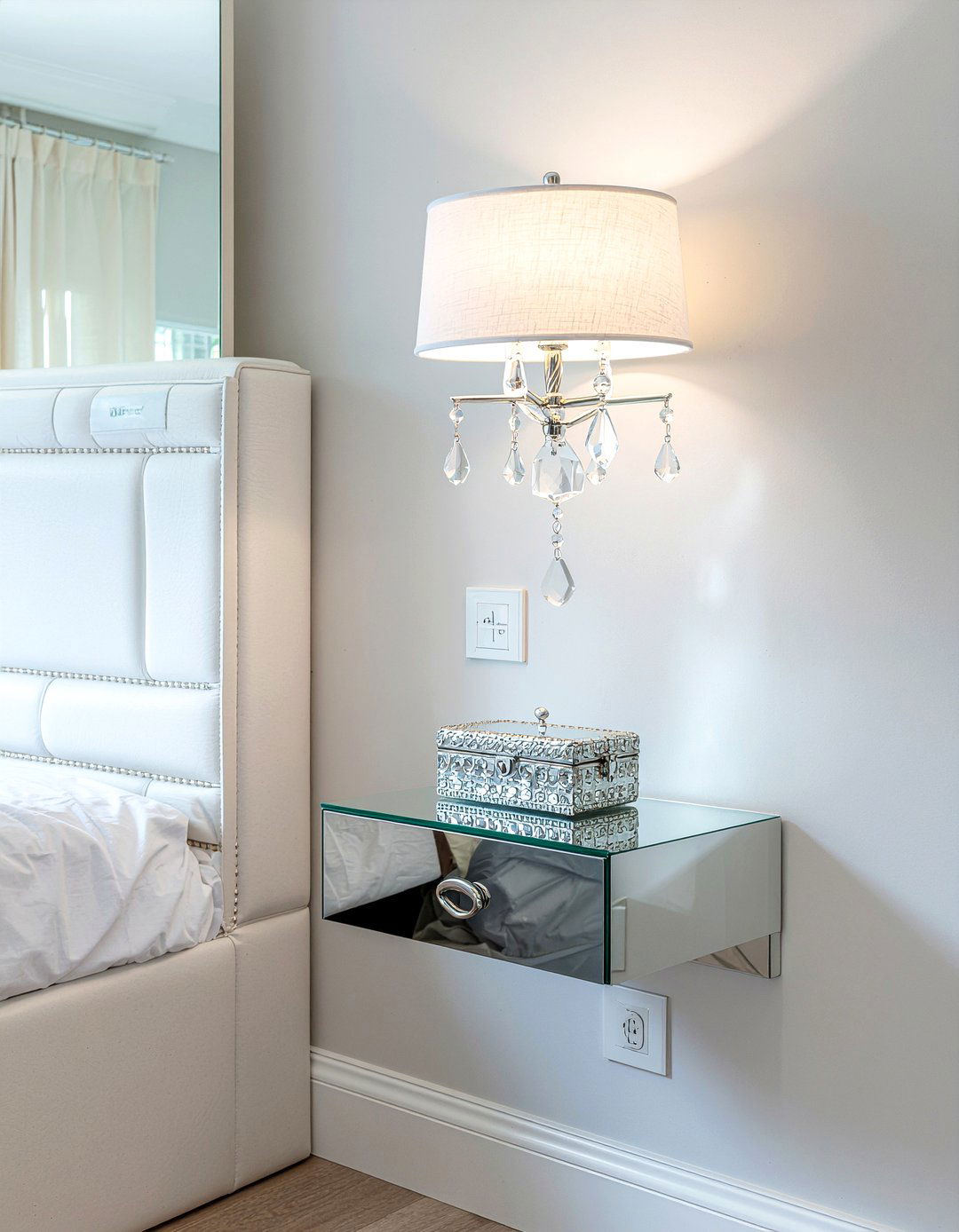 Mirrored Wall Mounted Nightstand - 30 bedroom wall mounted nightstands