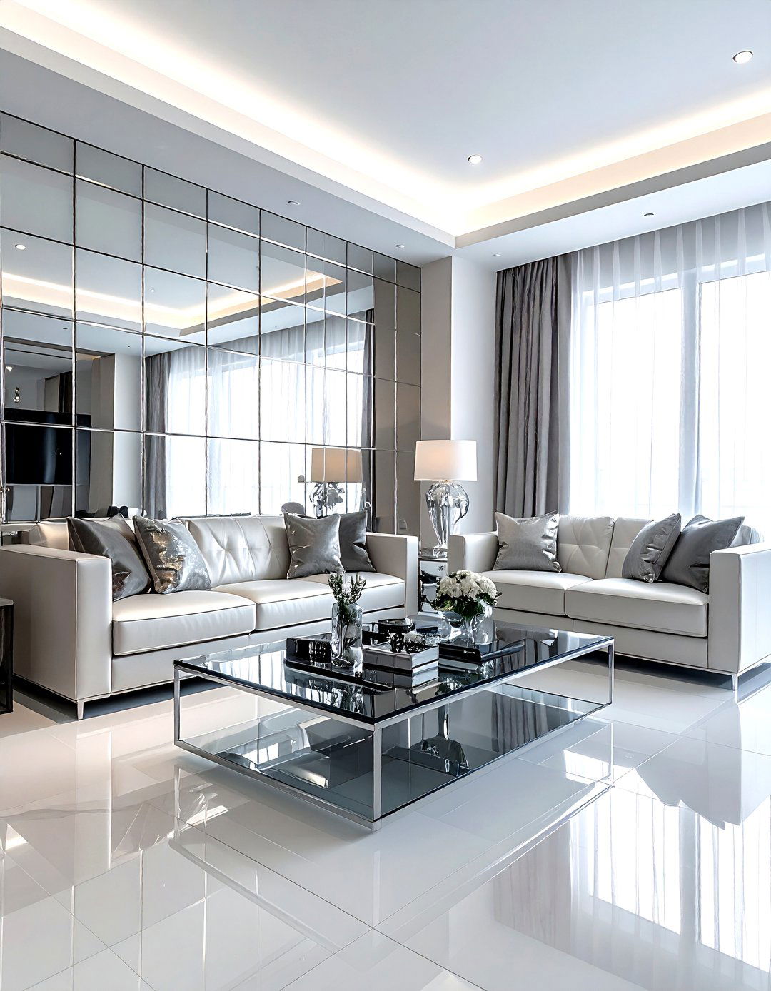 Mirrored Wall Tiles - 30 living room wall texture ideas