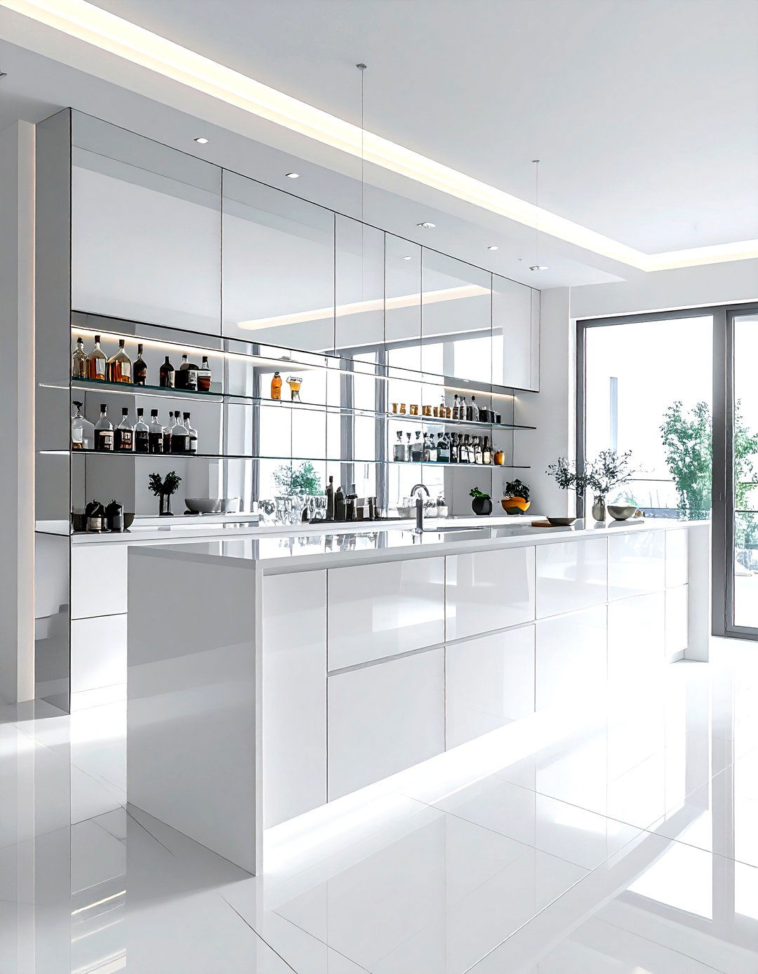 Mirrored back dry bar - 30 kitchen dry bar ideas