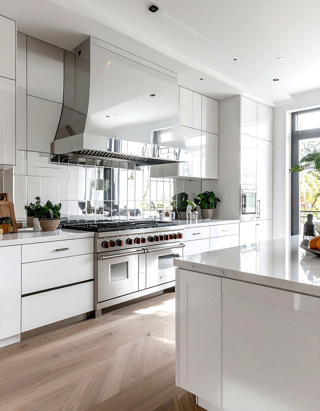 Mirrored backsplash kitchen - 30 condo kitchen ideas