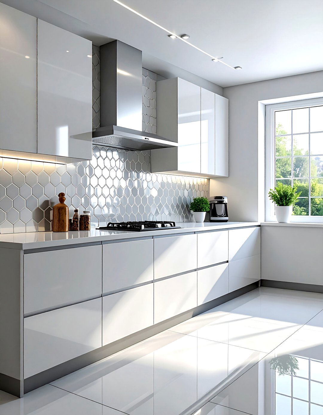 Mirrored backsplash sticker - 30 rental kitchen ideas