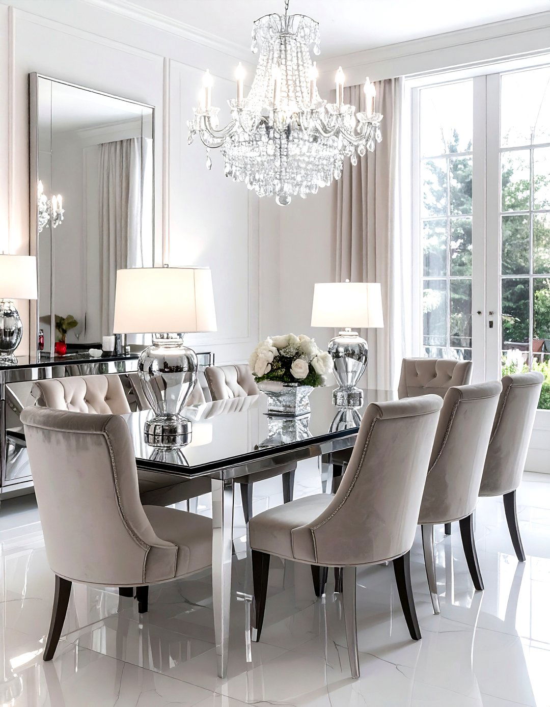 Mirrored buffet table - 30 dining room clever storage ideas