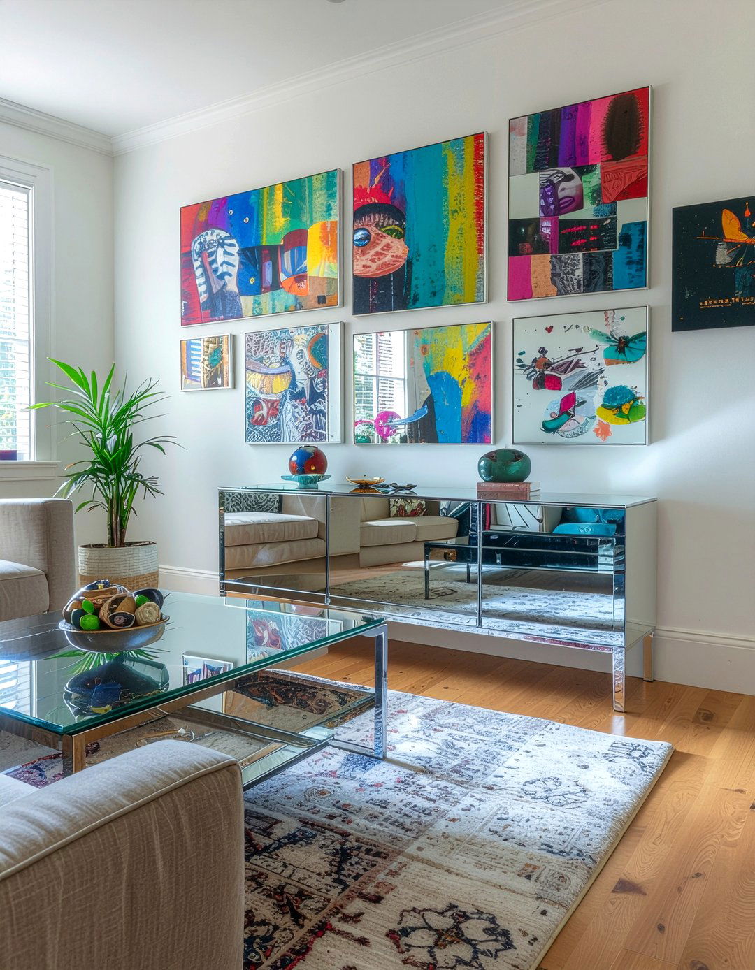 Mirrored furniture pieces - 30 maximalist living room ideas