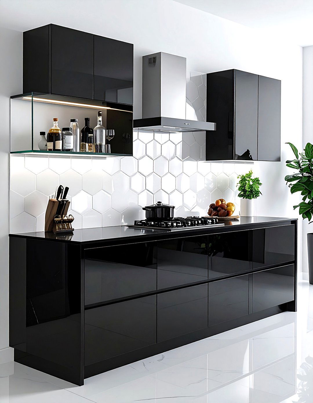 Mirrored hexagon tile - 30 hexagon tile kitchen backsplash ideas