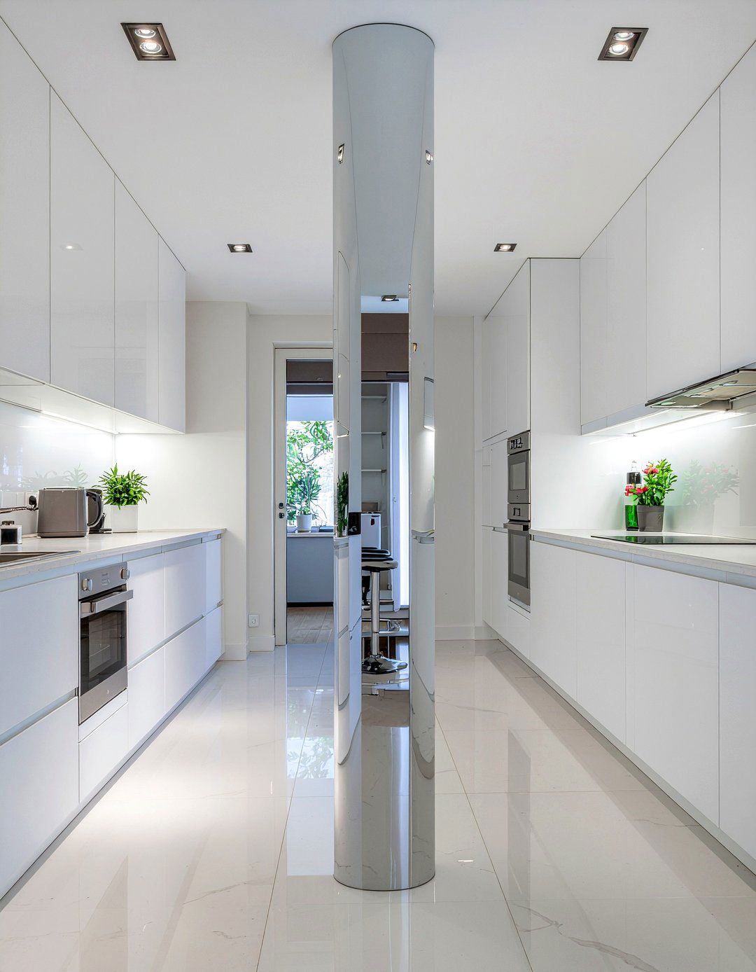 Mirrored kitchen column - 30 kitchen column ideas