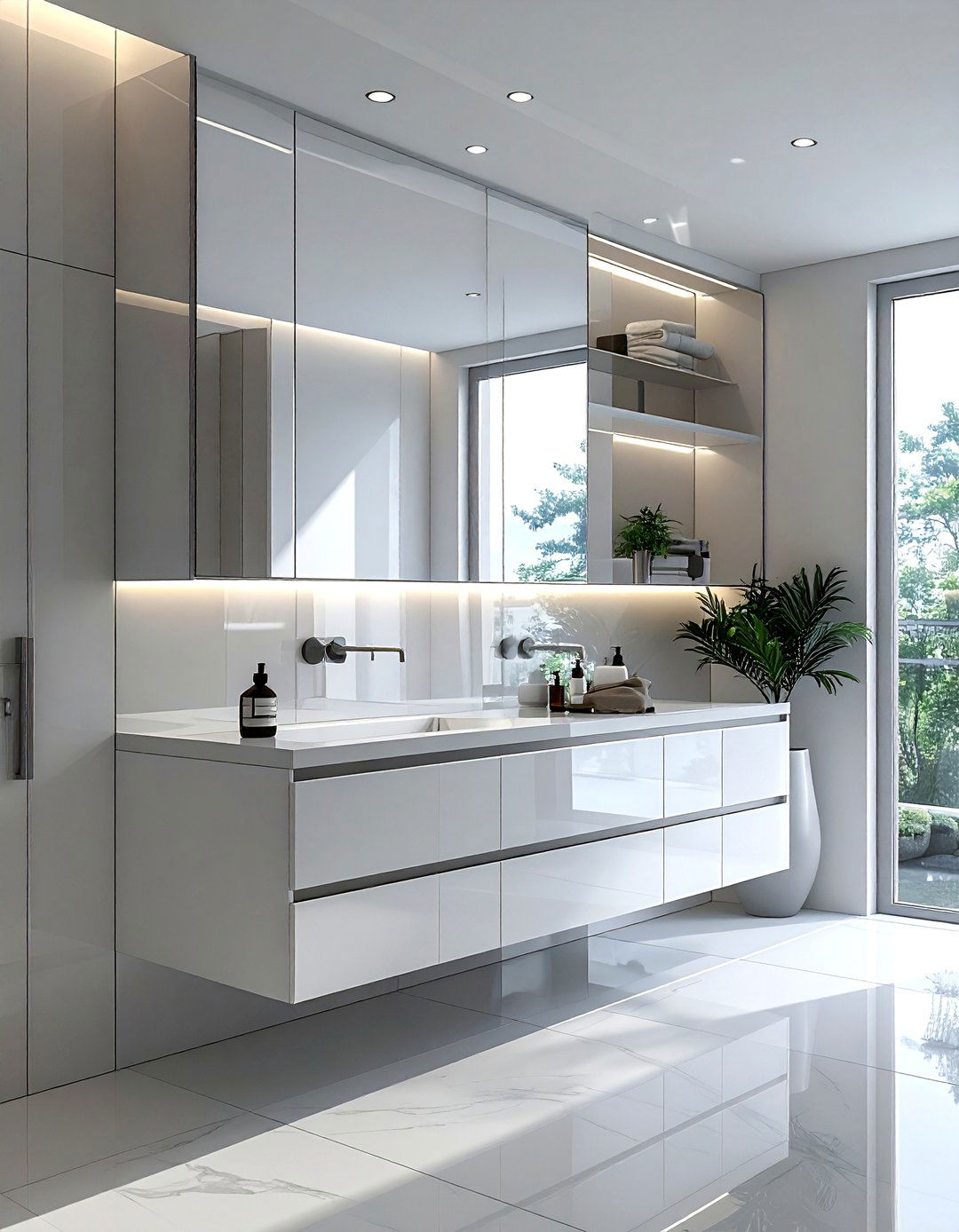 Mirrored medicine cabinet - 30 bathroom vertical storage ideas