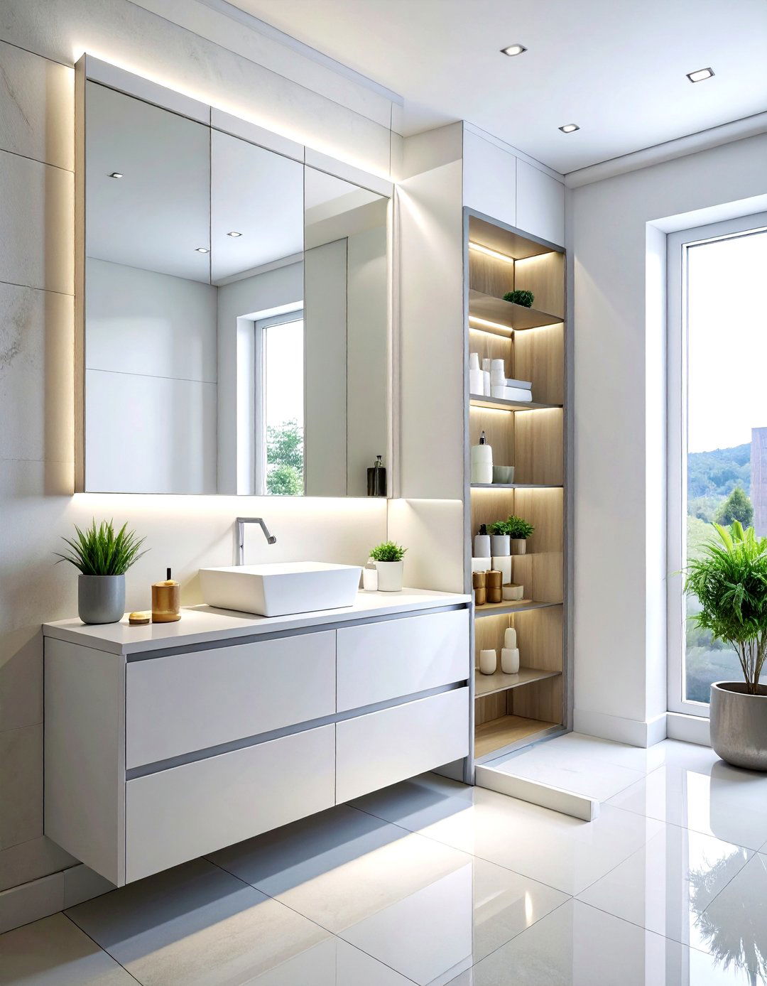 Mirrored medicine cabinet station - 30 bathroom storage solutions