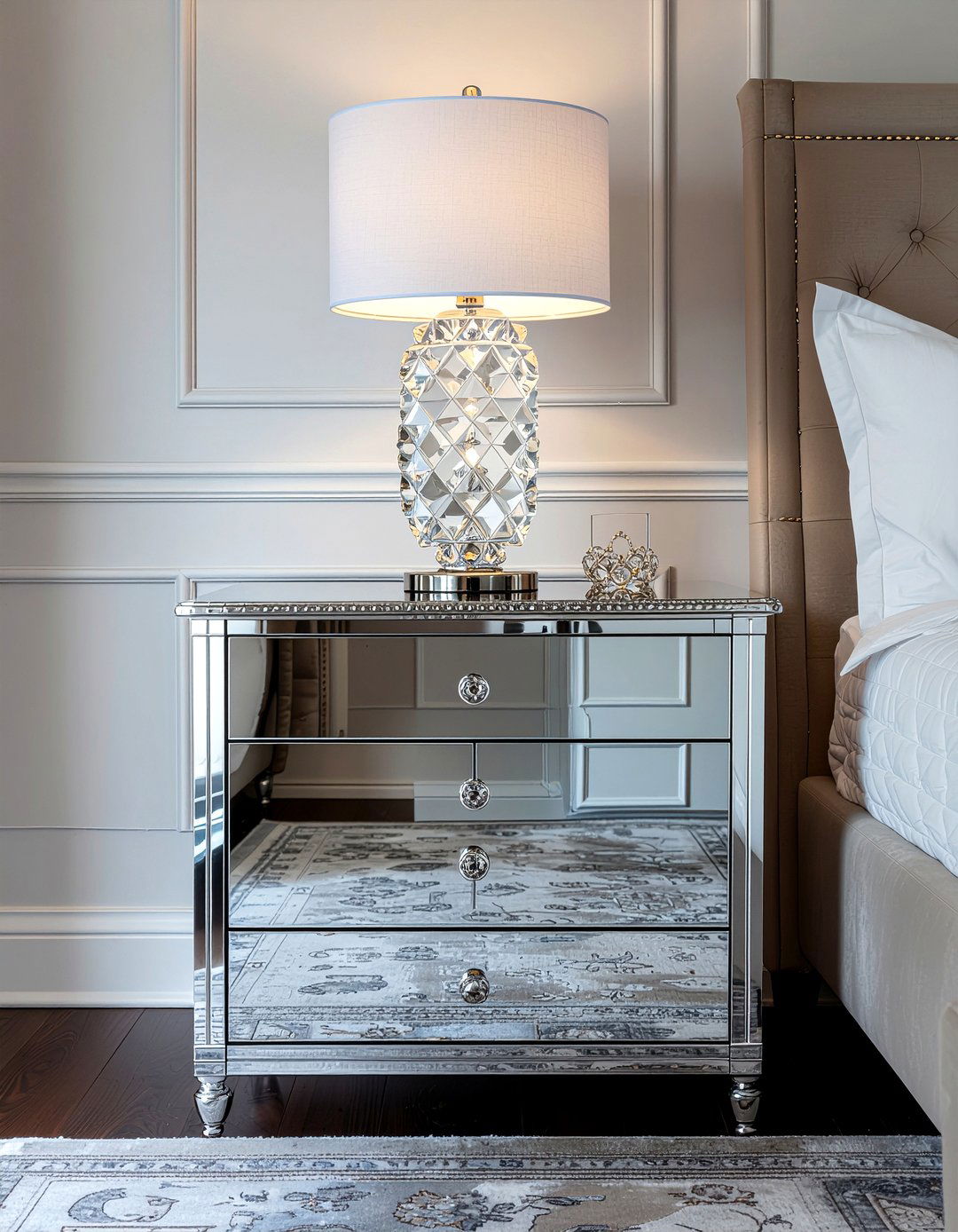 Mirrored nightstand - 30 bedroom nightstands