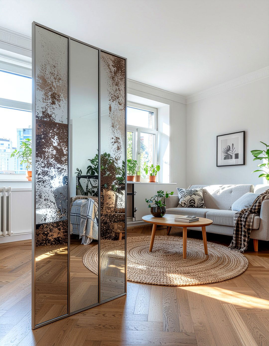 Mirrored room divider screen - 30 living room screen ideas