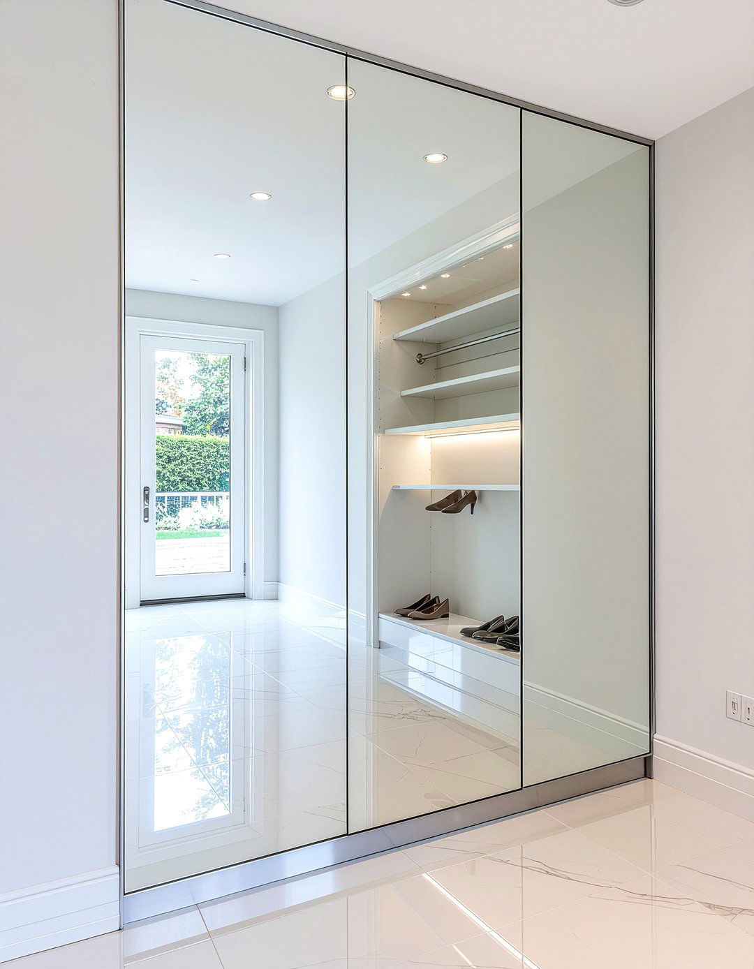 Mirrored shoe cabinet - 30 entryway shoe storage ideas