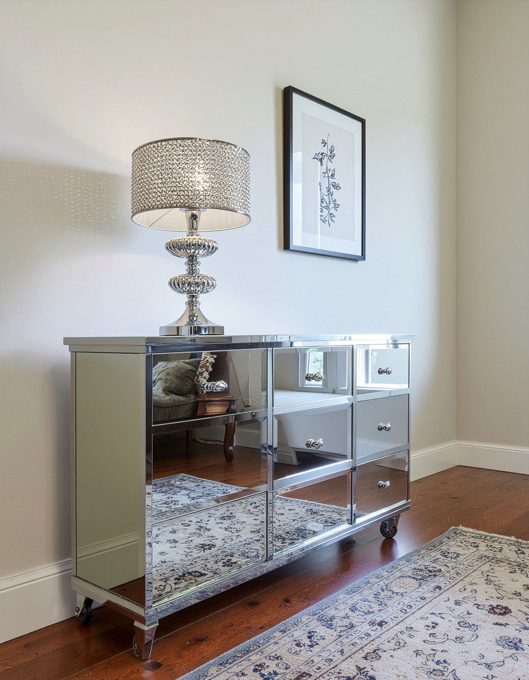 Mirrored storage cabinet - 30 living room storage unit ideas