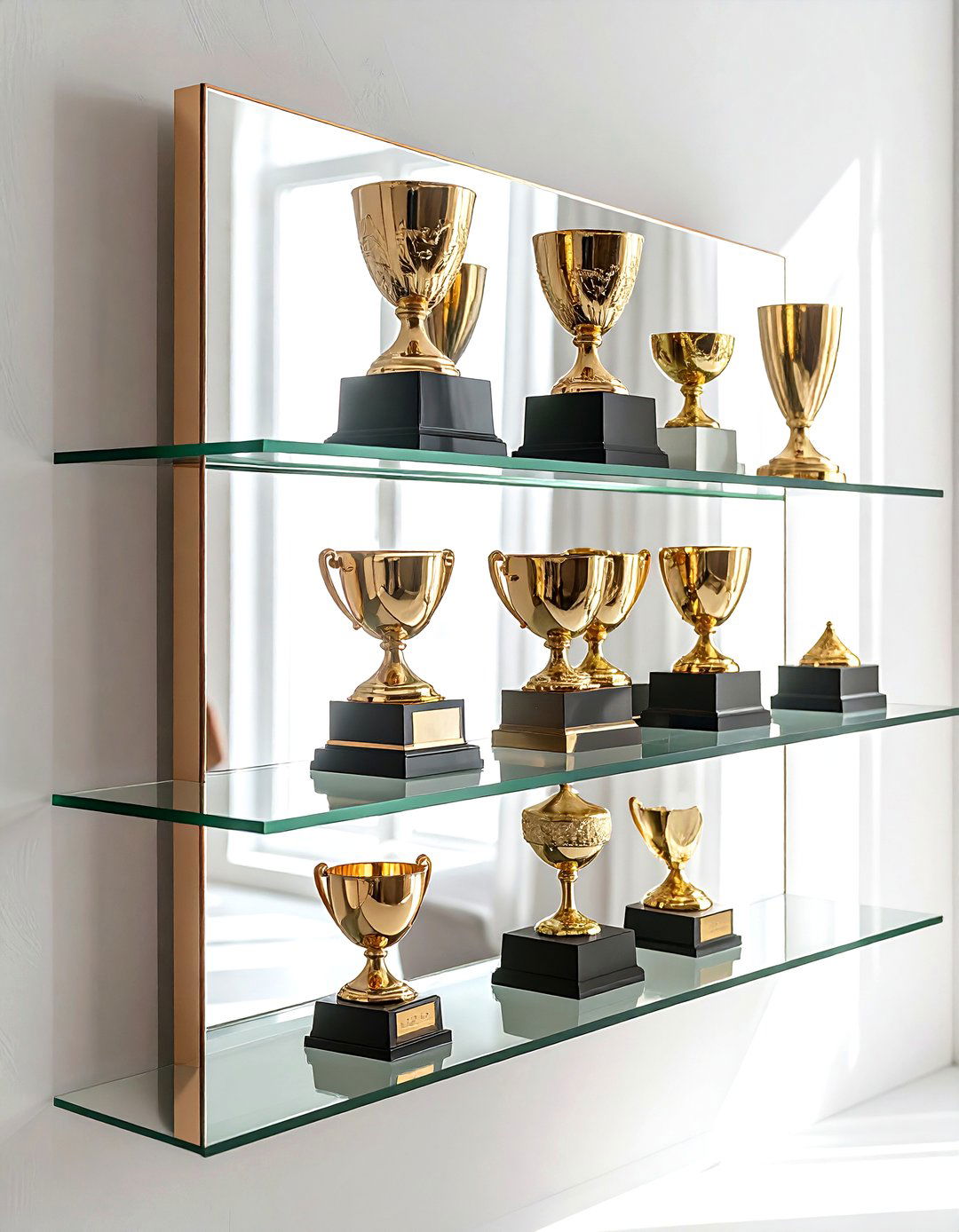 Mirrored trophy shelf - 30 award display ideas