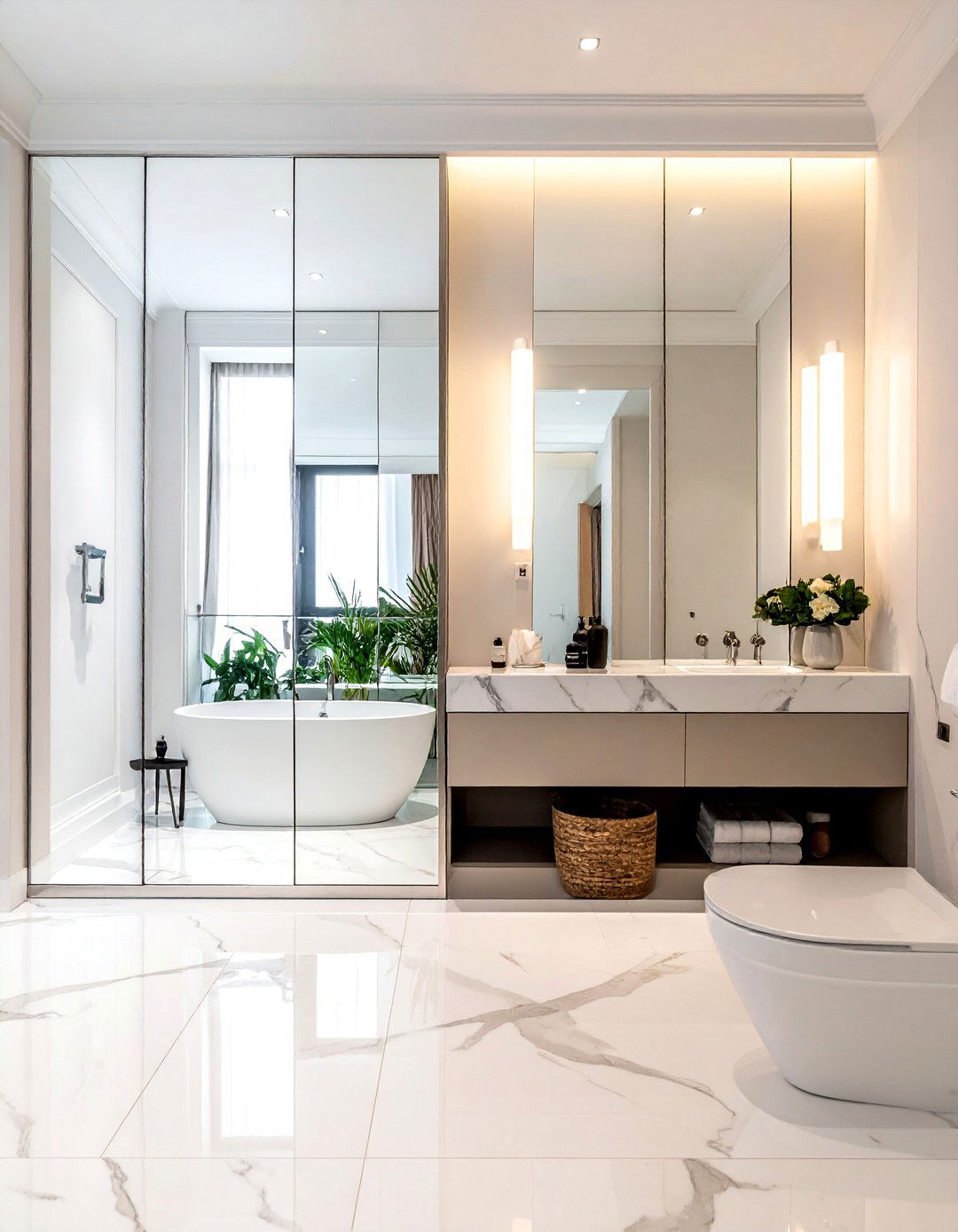 Mirrored wall bathroom - 30 celebrity bathroom ideas