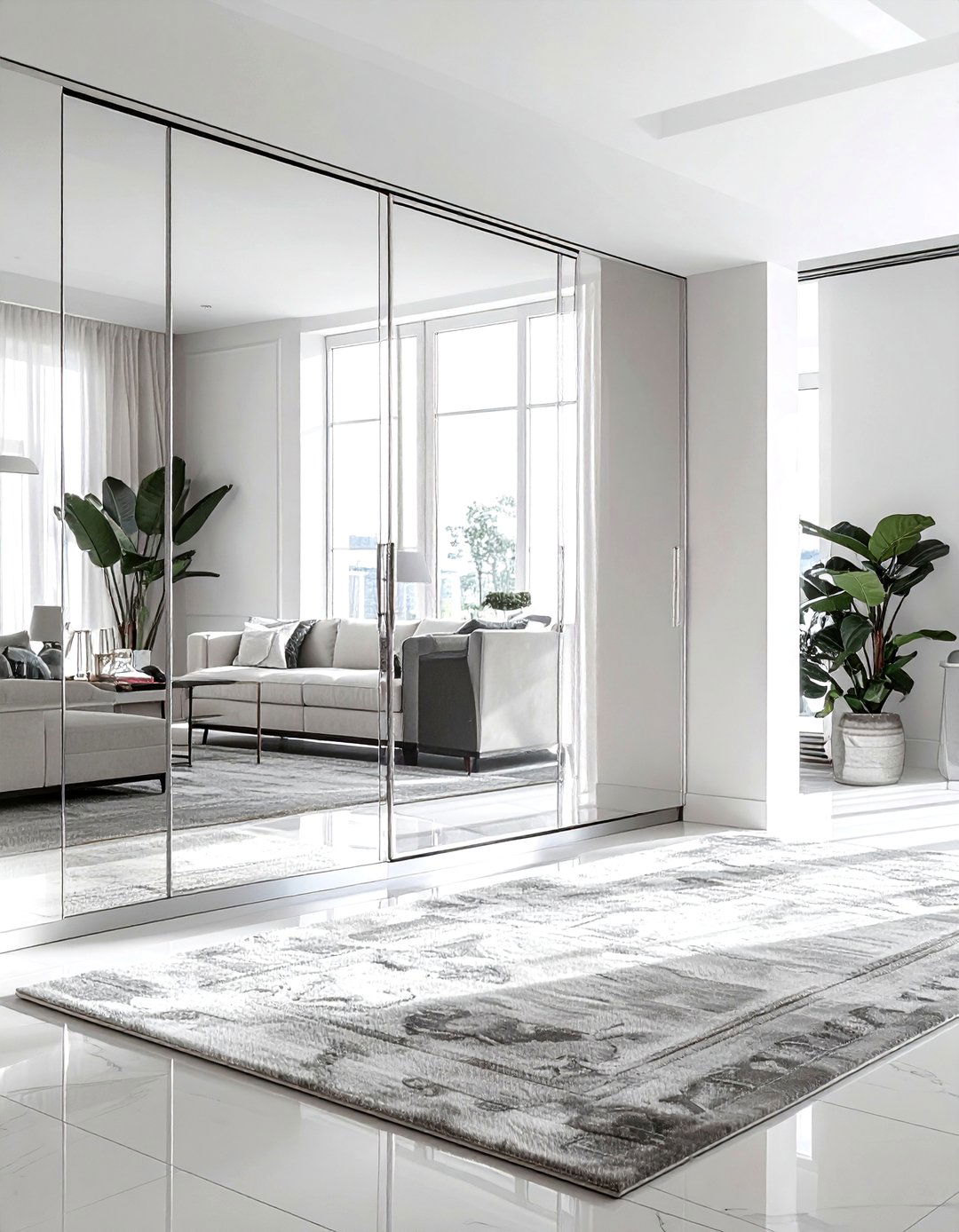 Mirrored wall cabinet - 30 living room wall storage ideas