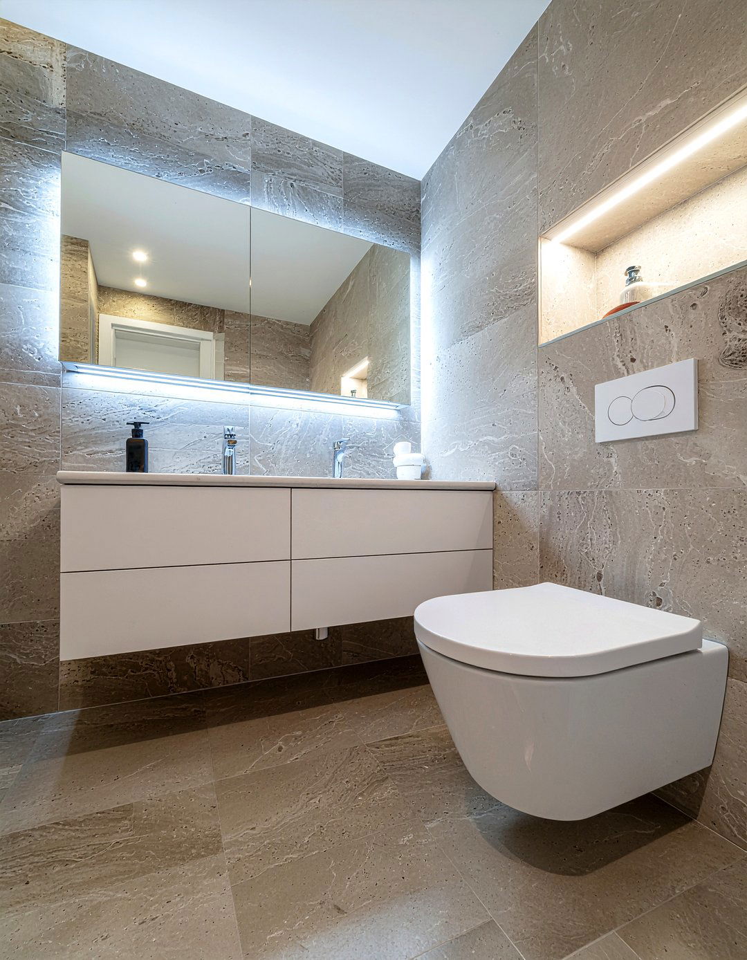 Mirrored wall cabinet - 30 over toilet storage ideas