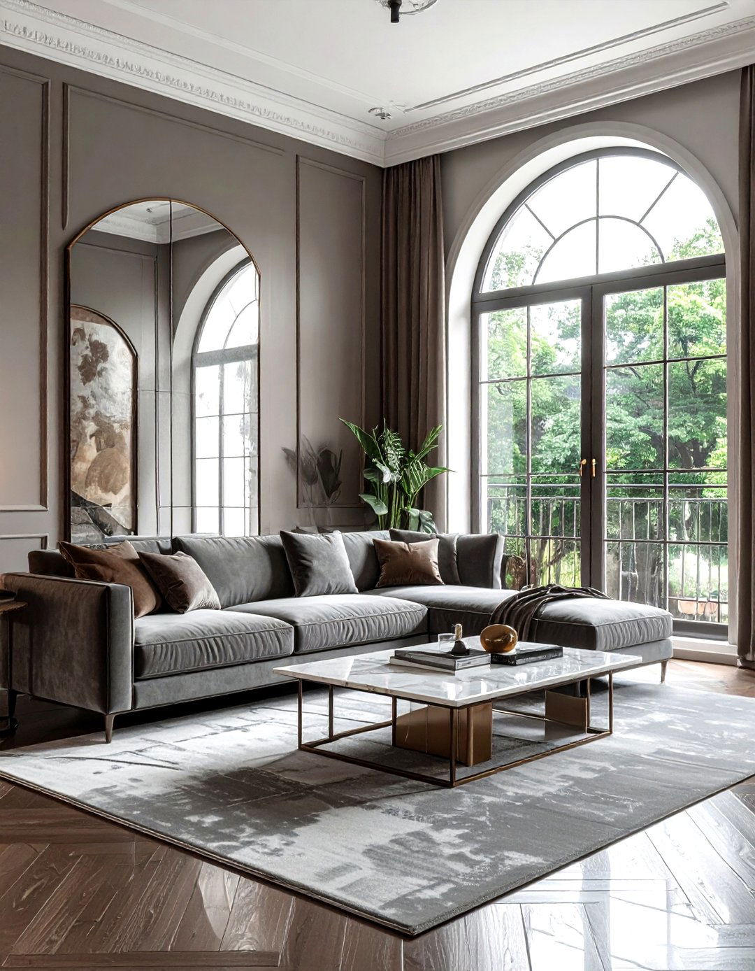 Mirrored wall panel - 30 living room flat panel ideas