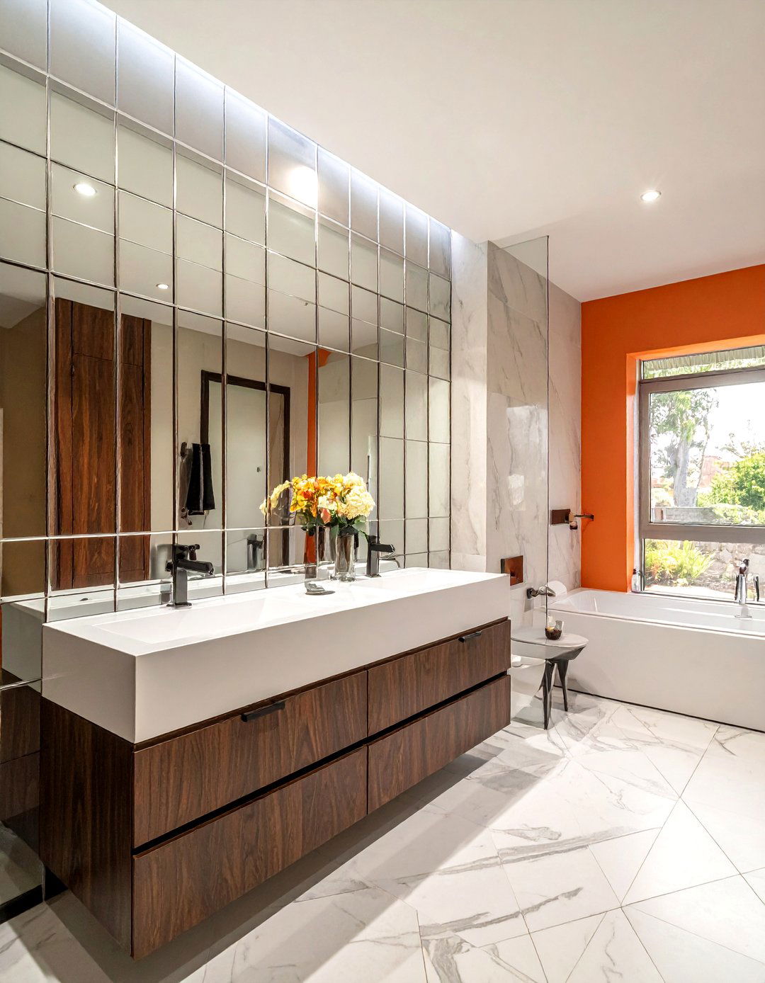 Mirrored wall tiles - 30 bathroom wall decor ideas