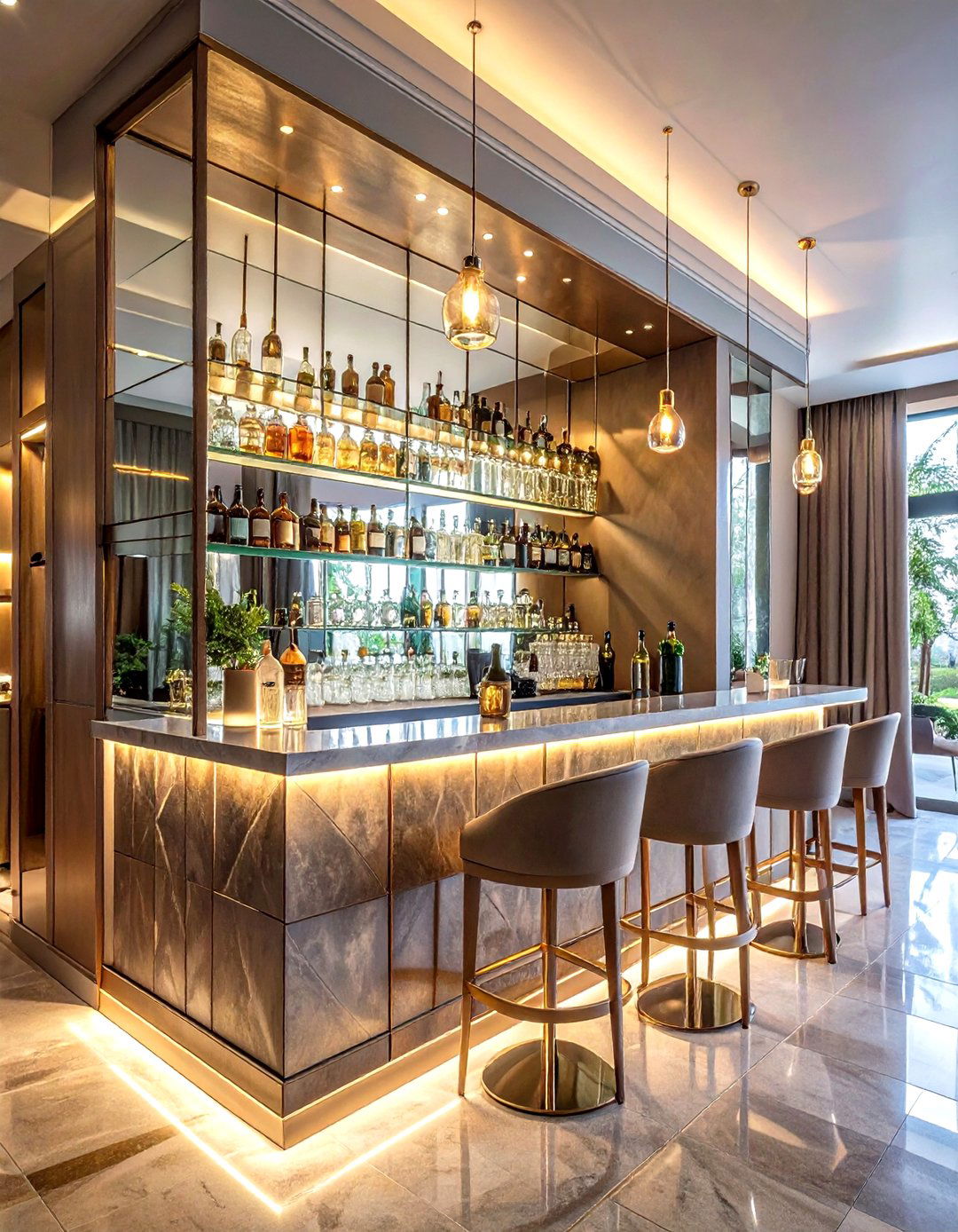 Mirrored wet bar wall - 30 living room backsplash ideas