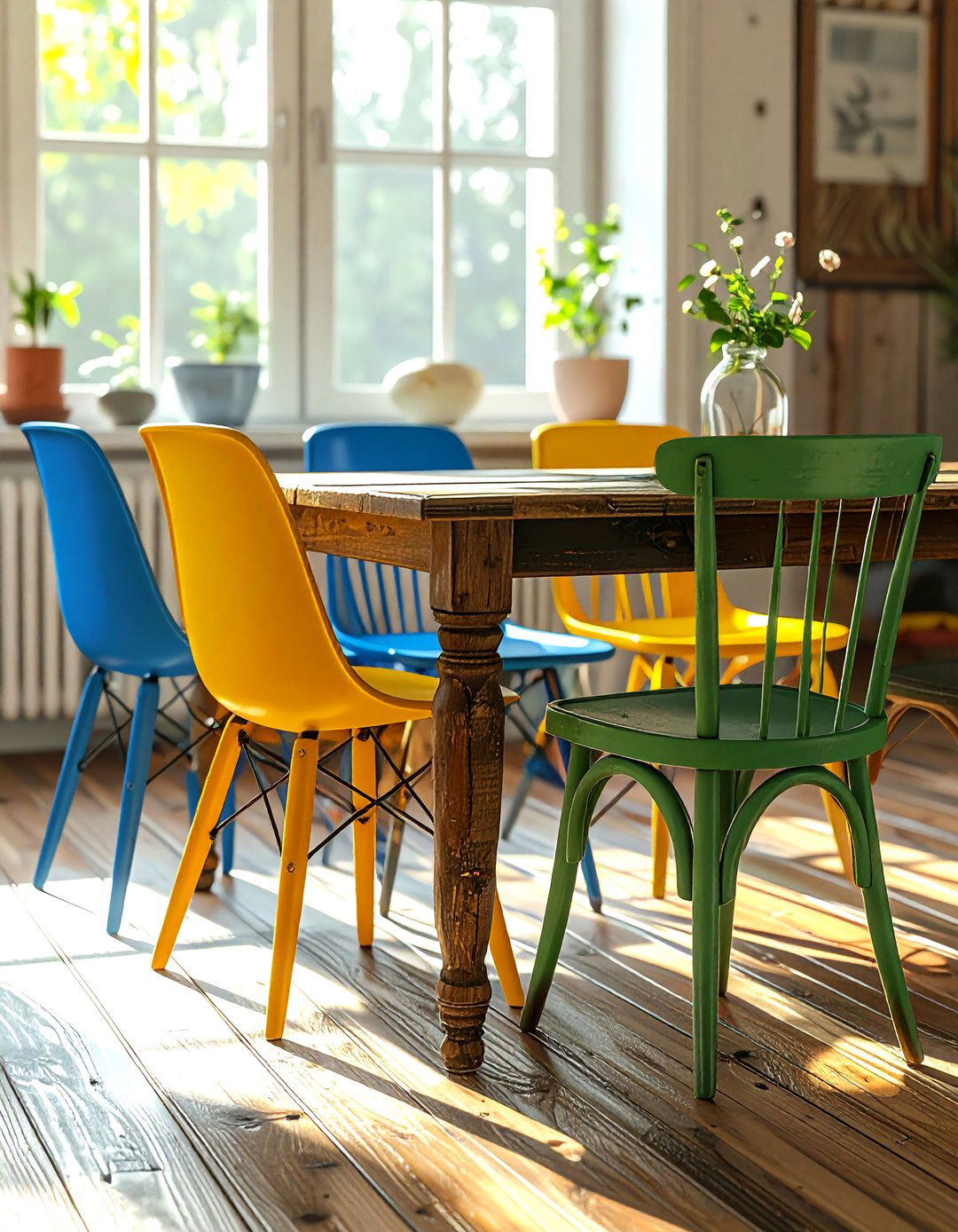 Mismatched Colorful Dining Chair - 30 colorful dining chair ideas
