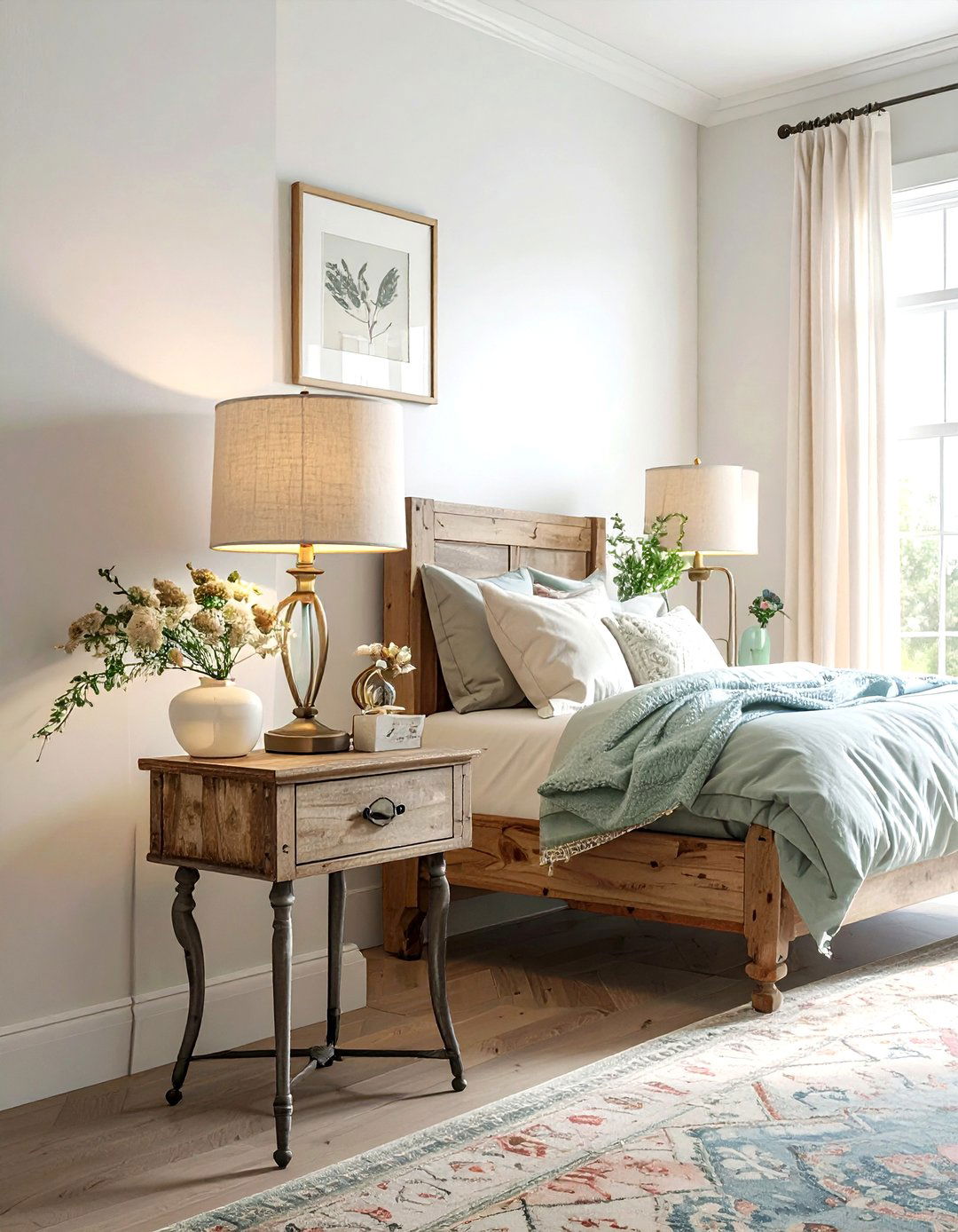 Mismatched Nightstand Set - 30 thrifted bedroom ideas