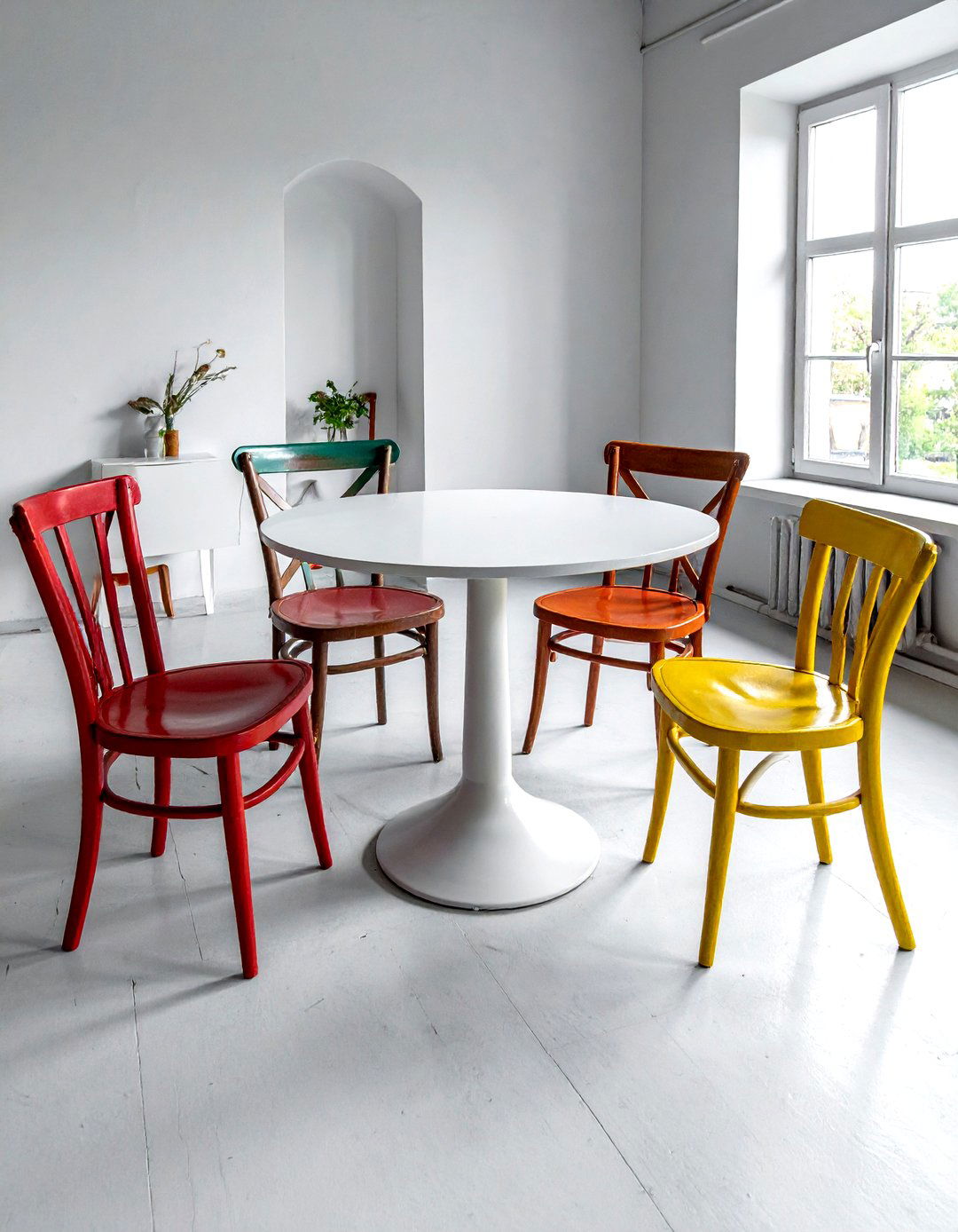Mismatched Vintage Chairs - 30 tiny dining room ideas