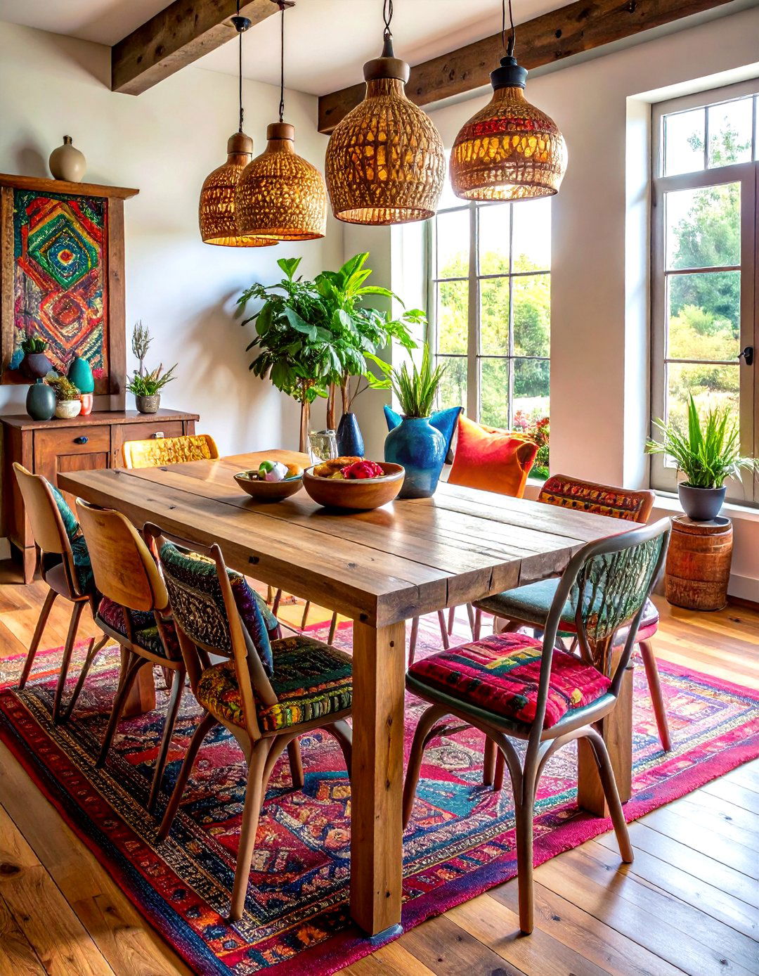 Mismatched dining chairs - 30 inexpensive dining room ideas