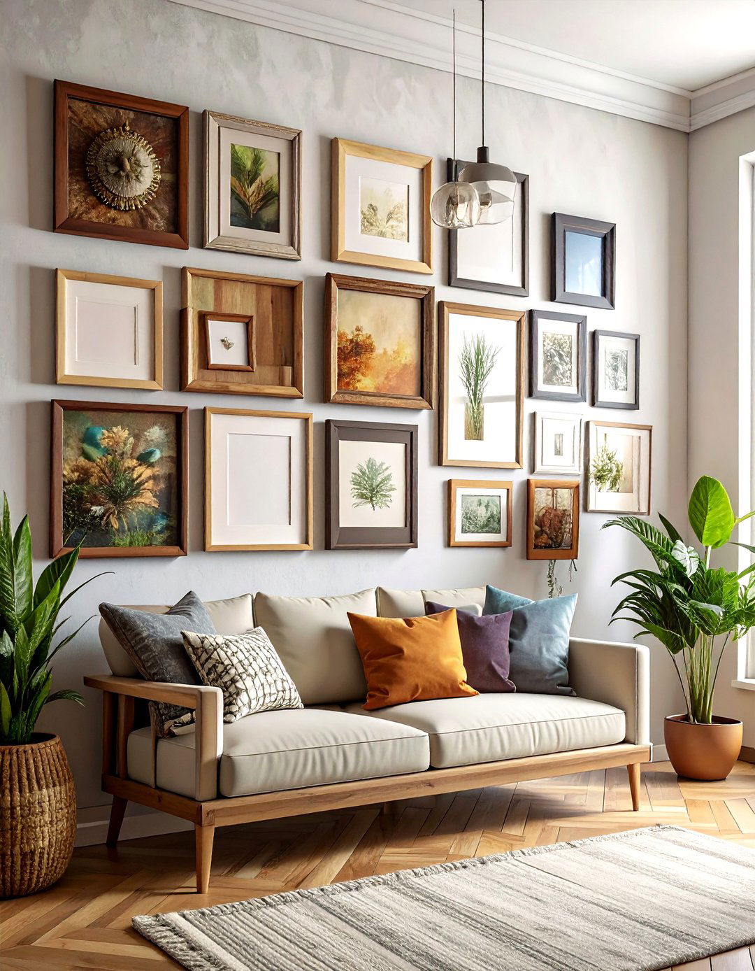 Mismatched frame wall - 30 photo frame ideas