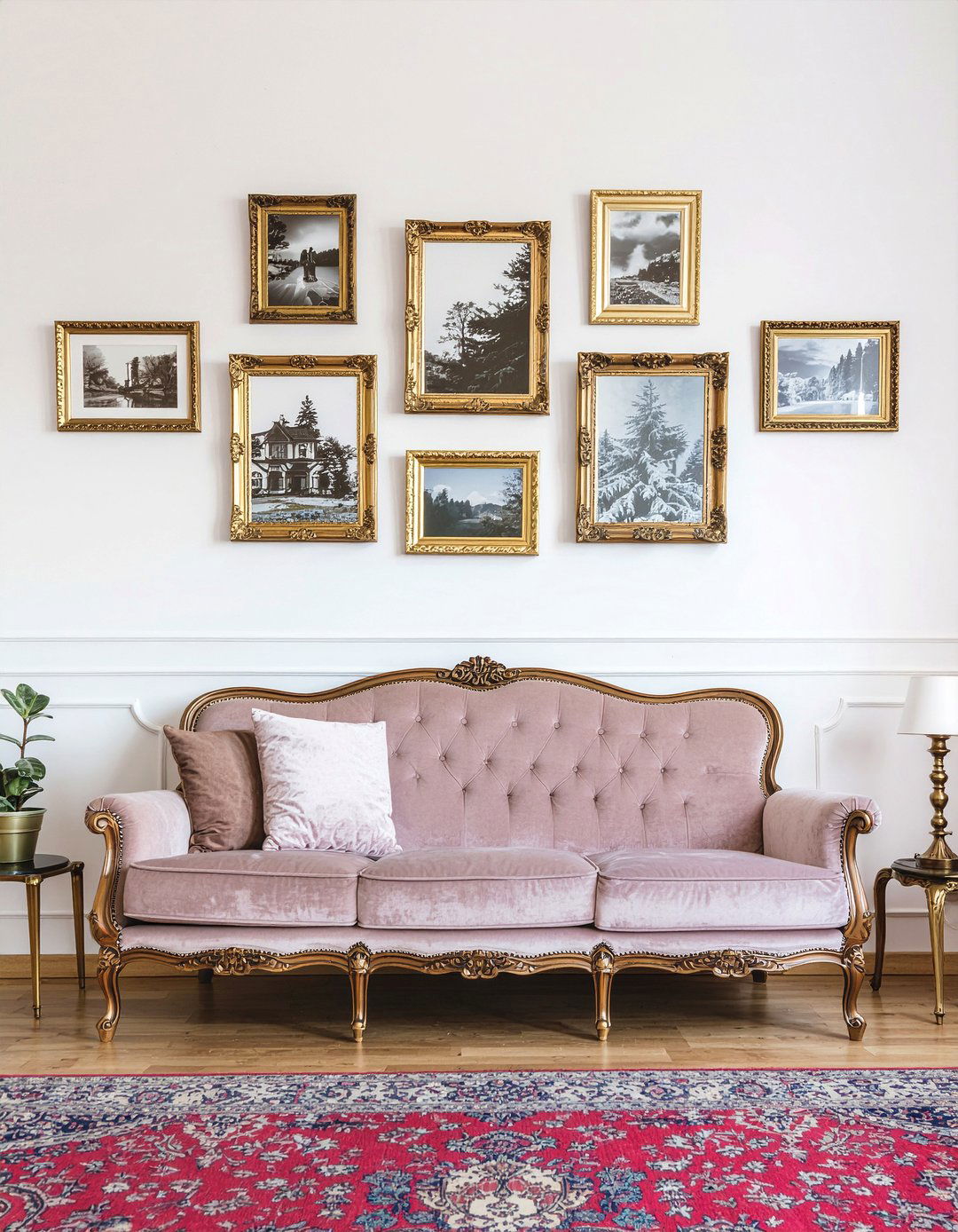 Mismatched vintage frames - 30 living room photo displays
