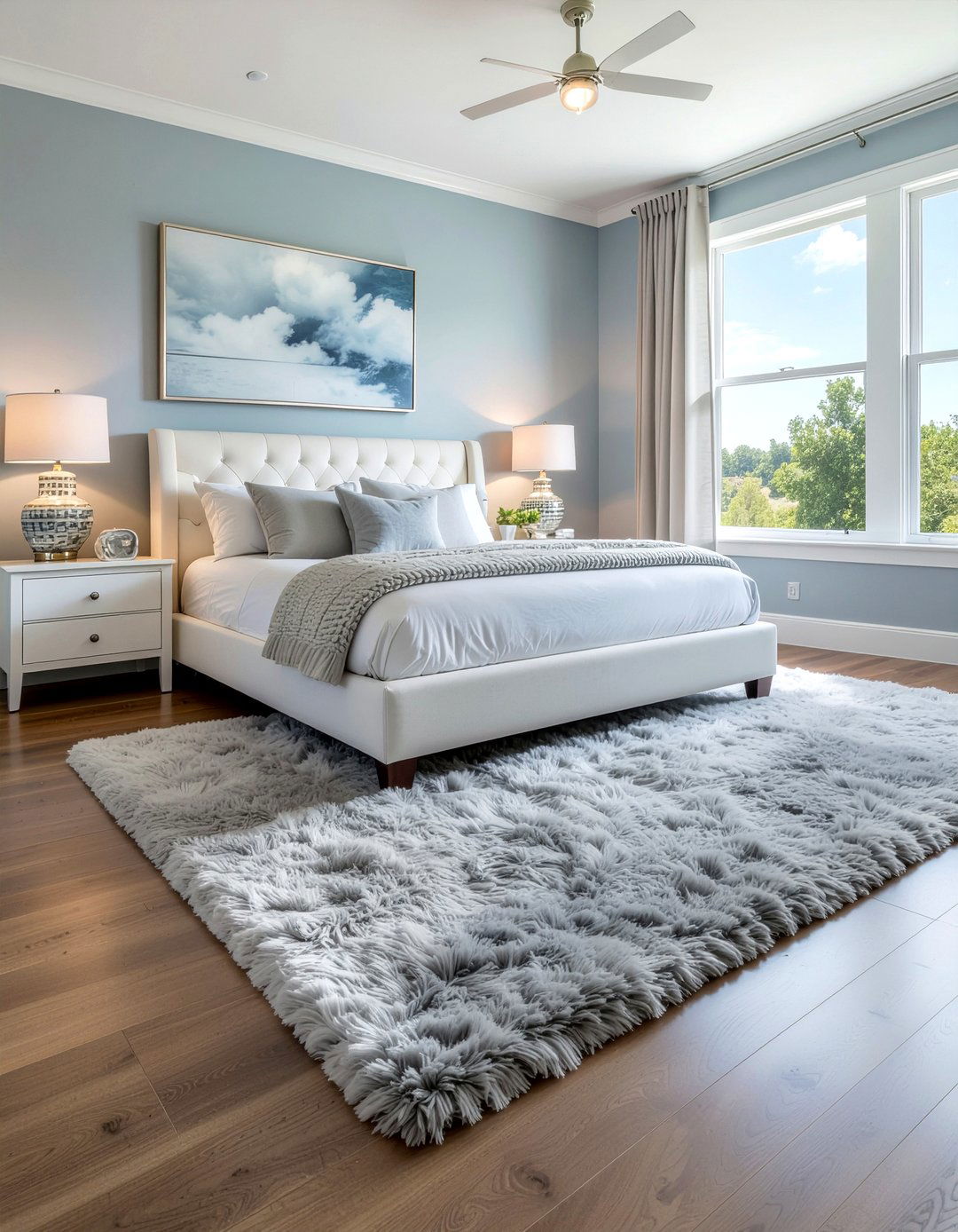 Mist Gray Bedroom Area Rugs - 30 cool toned bedroom ideas