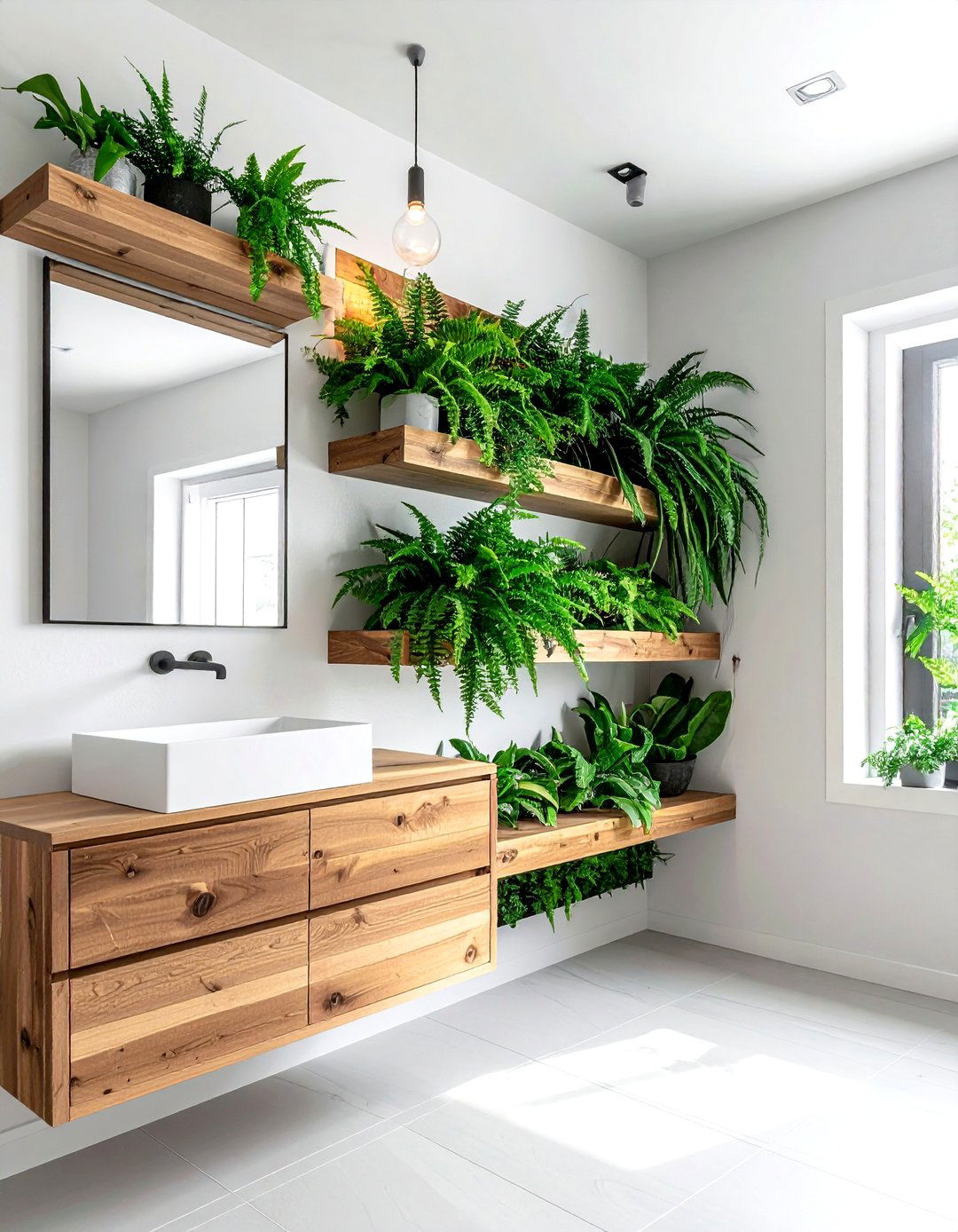 Mixed Fern Wall Arrangement - 30 bathroom fern ideas
