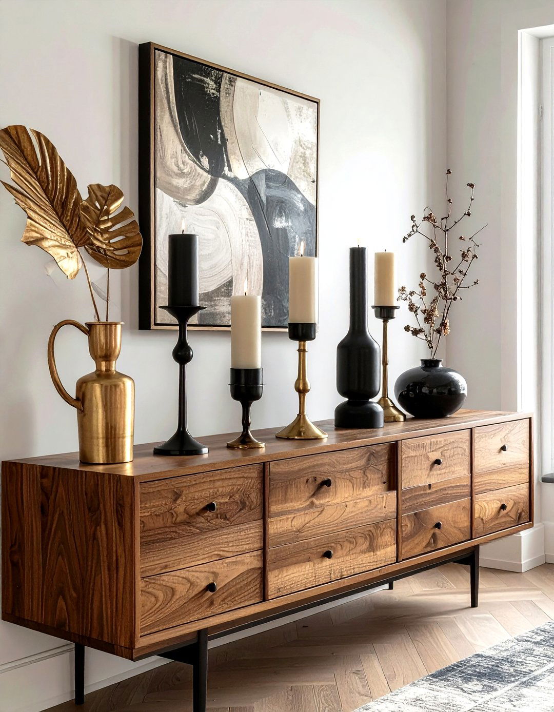 Mixed Height Candle Holders - 30 decor asymmetry ideas