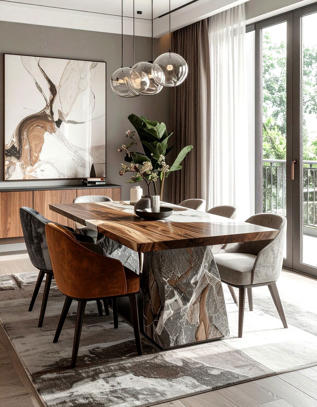 Mixed Material Dining Table - 30 modern dining table ideas