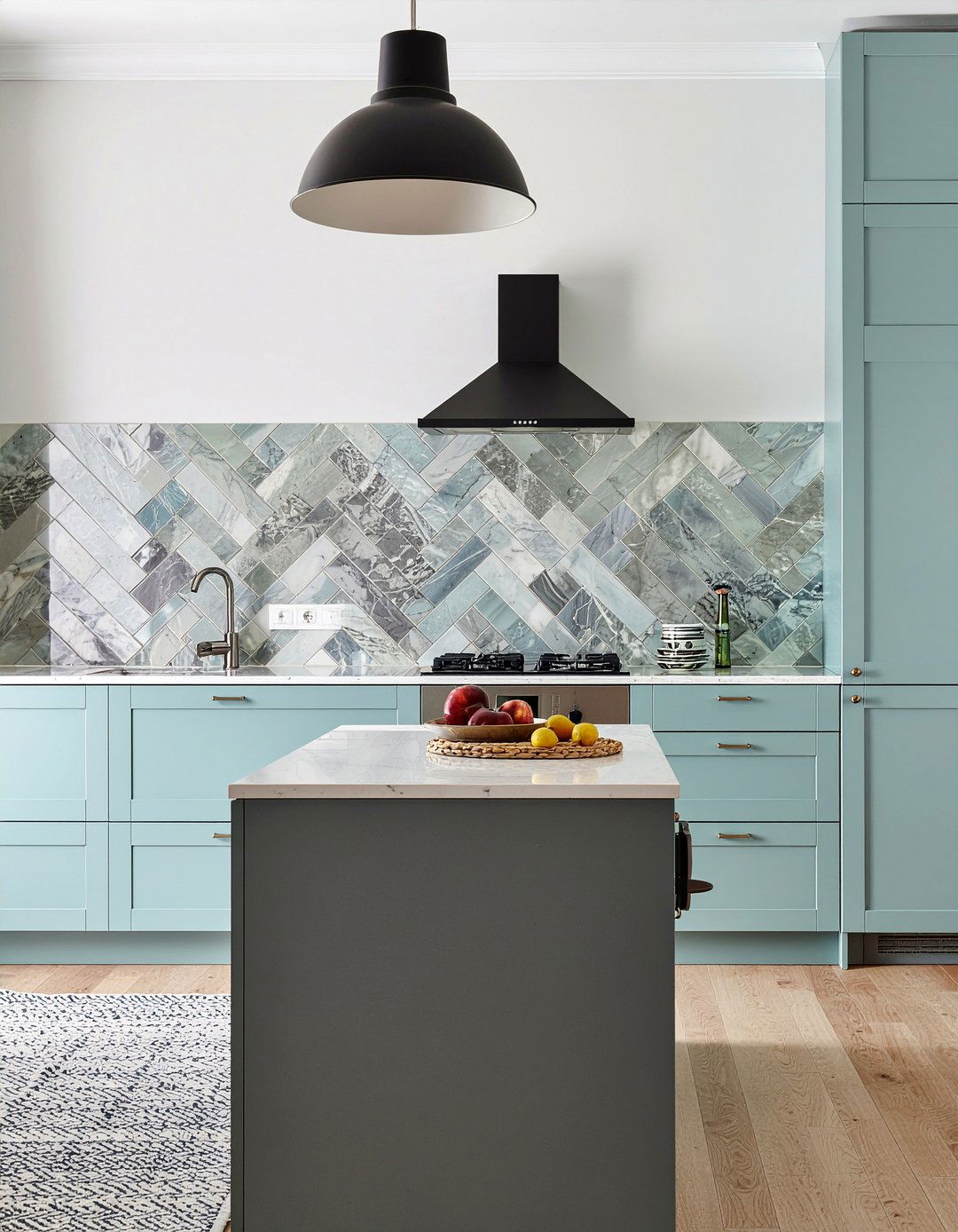 Mixed Material Herringbone Backsplash - 30 herringbone backsplash kitchen ideas