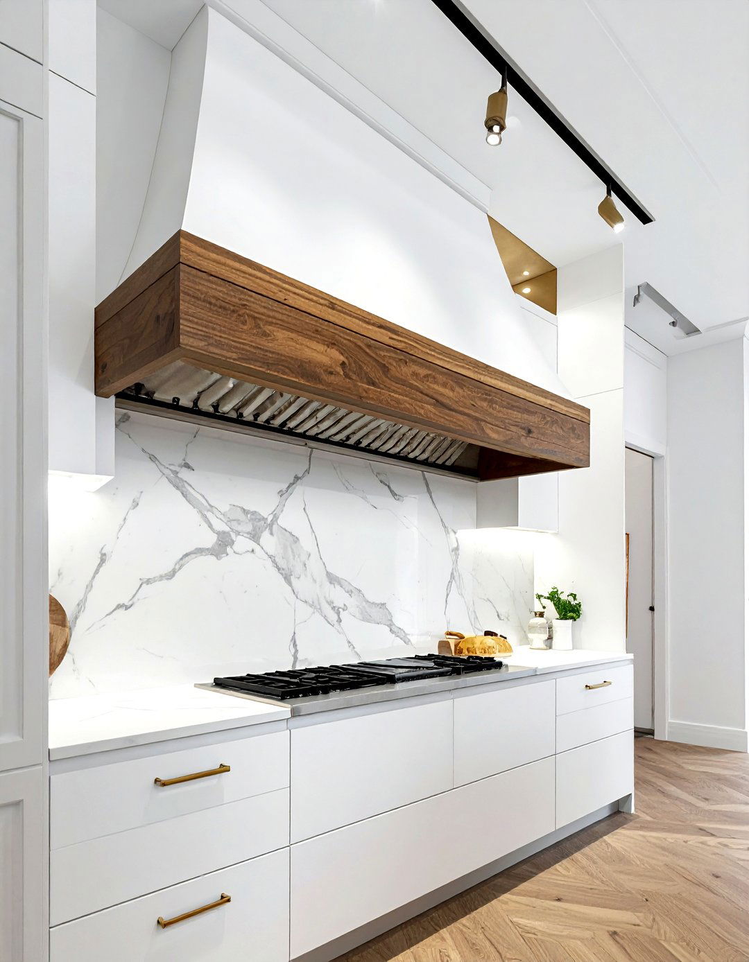 Mixed Material Hood - 30 wall-mount hood kitchen ideas