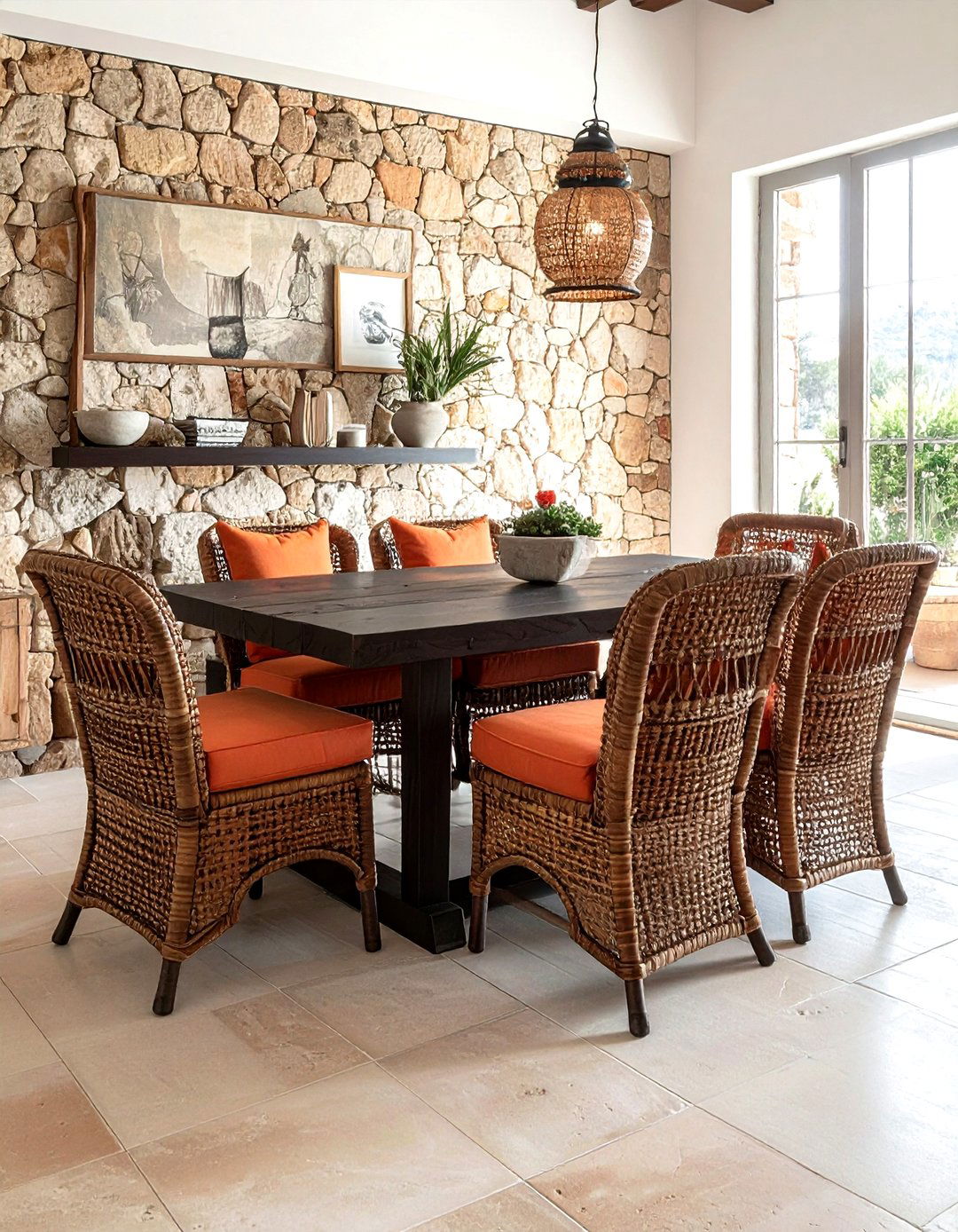 Mixed Material Wicker Dining - 30 wicker dining room ideas
