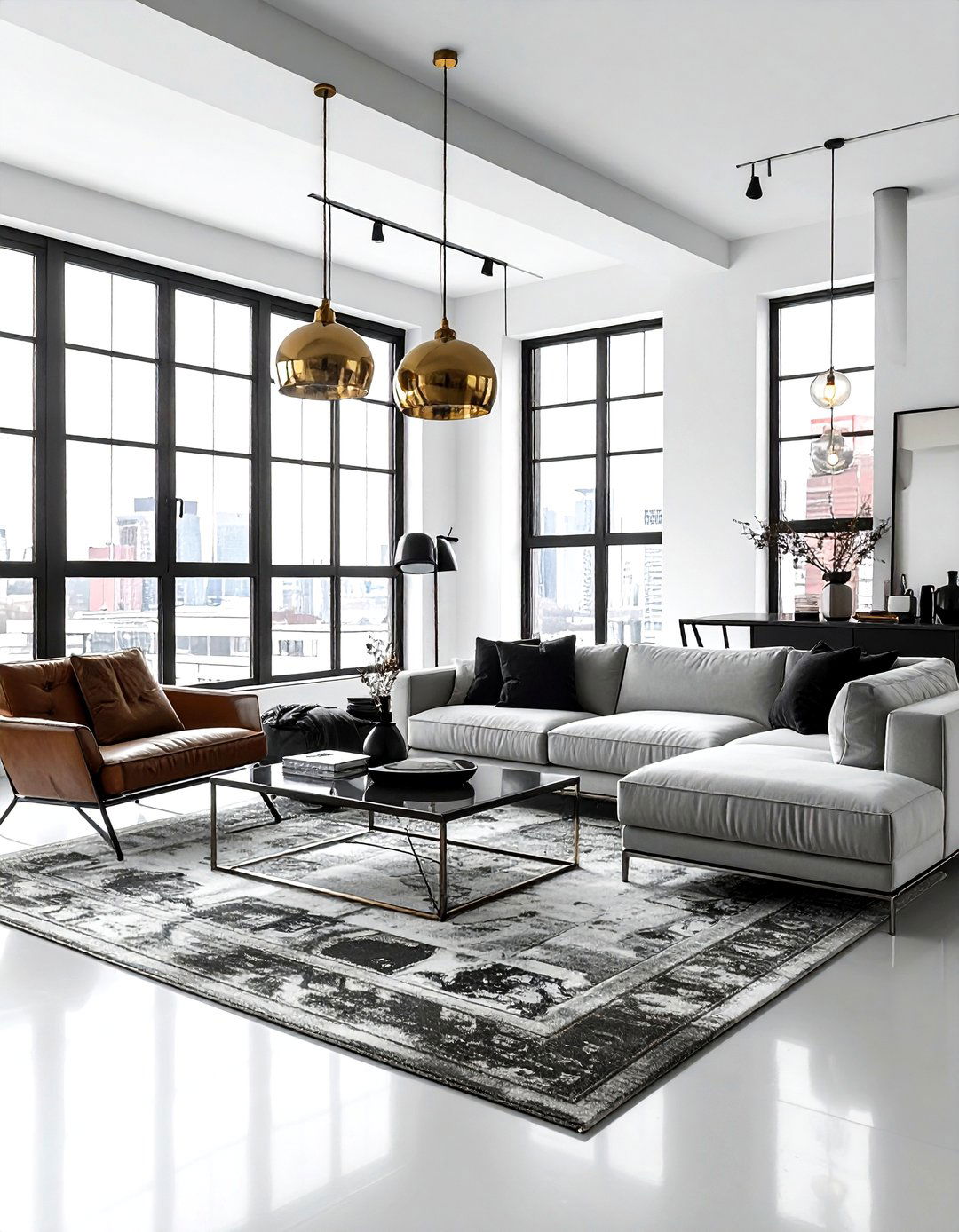 Mixed Metal Accent - 30 loft living room ideas