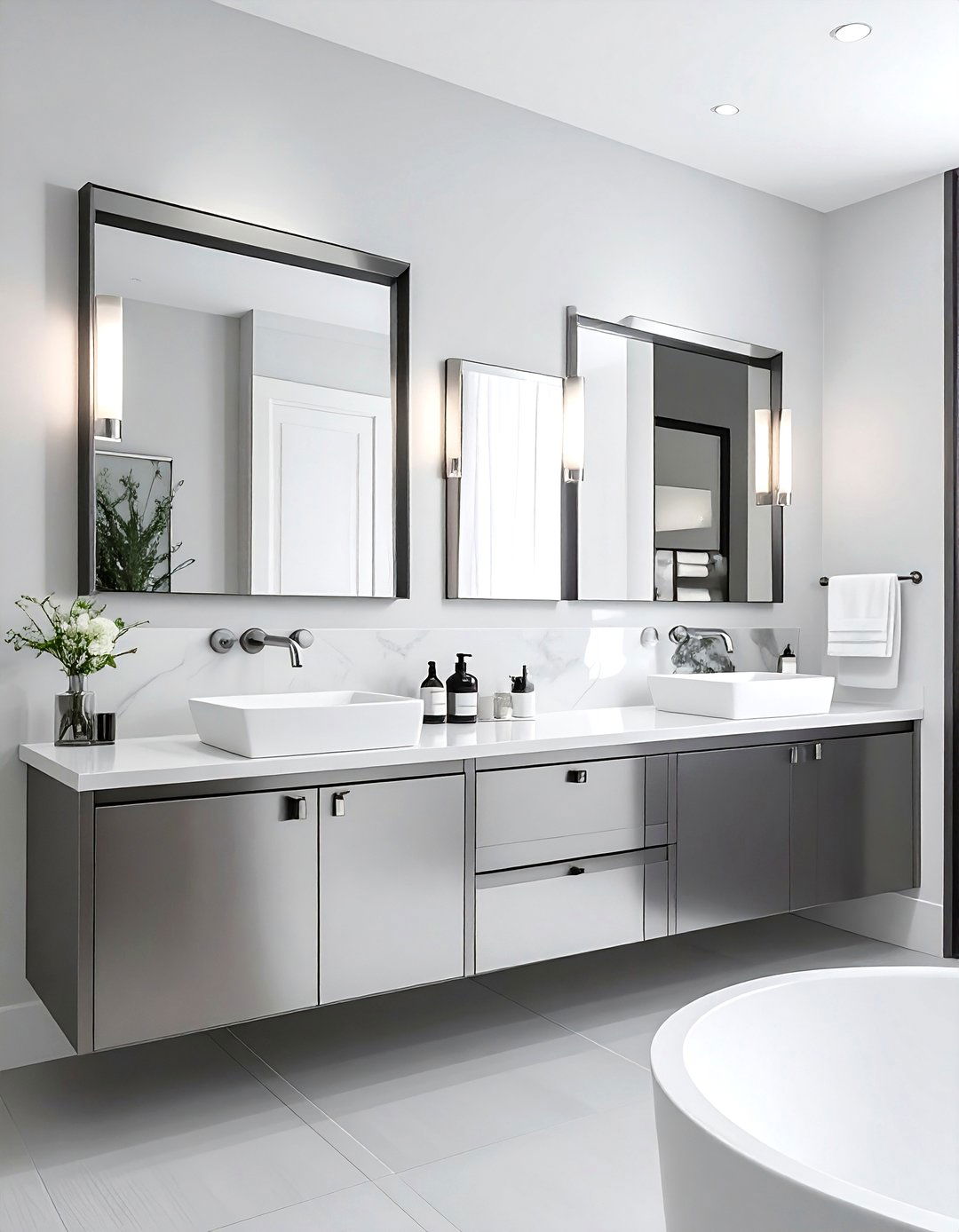 Mixed Metal Bathroom Polished Nickel - 30 polished nickel bathroom ideas