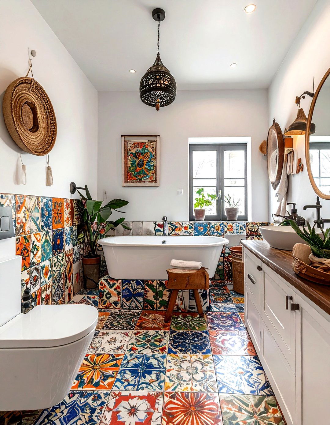 Mixed Pattern Mexican Tile - 30 Mexican tile bathroom ideas