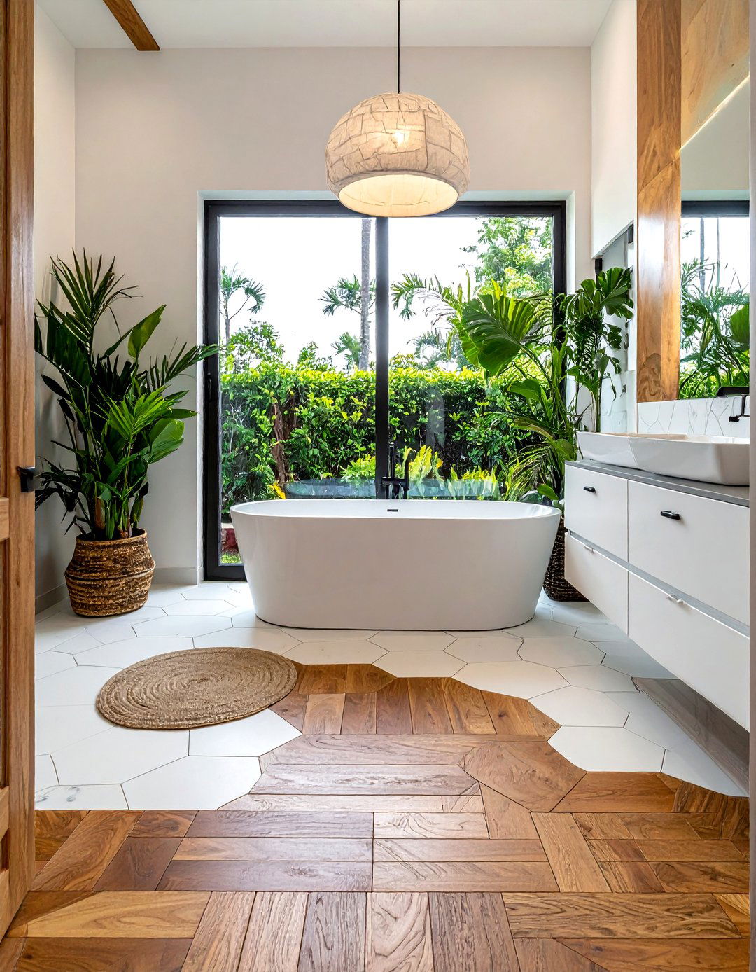 Mixed Tile Wood Bathroom Floor - 30 wood floor bathroom ideas