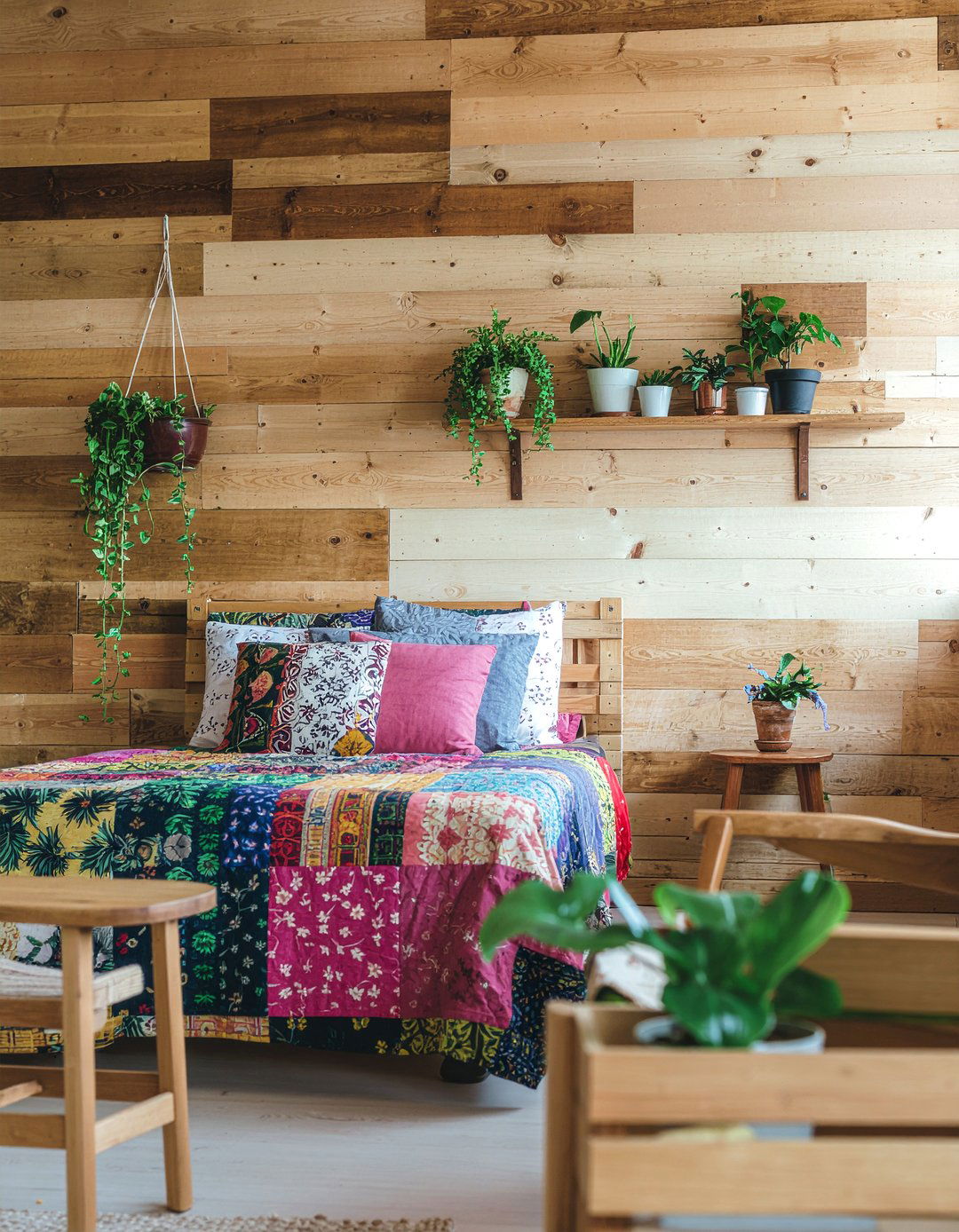 Mixed Tone Wood Wall - 30 bedroom wood wall ideas