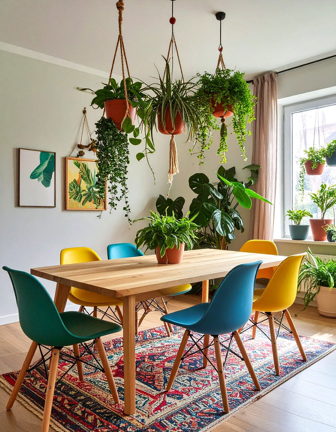 Mixed Variety Hanging Garden - 30 dining room hanging plant ideas