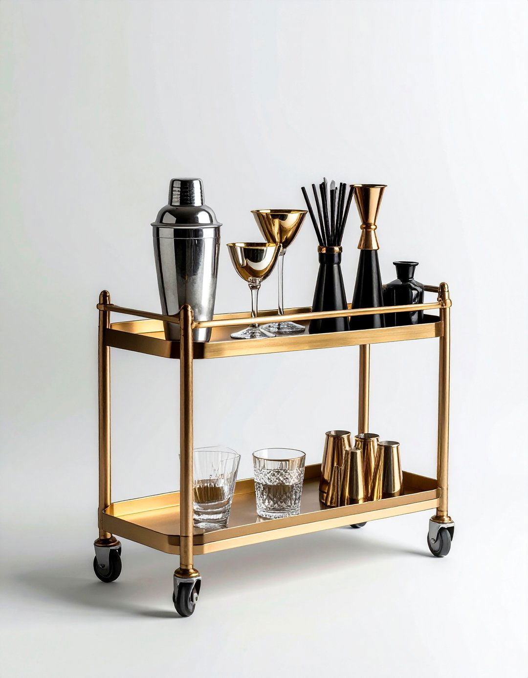 Mixed metal bar cart - 30 mixed metal decor ideas