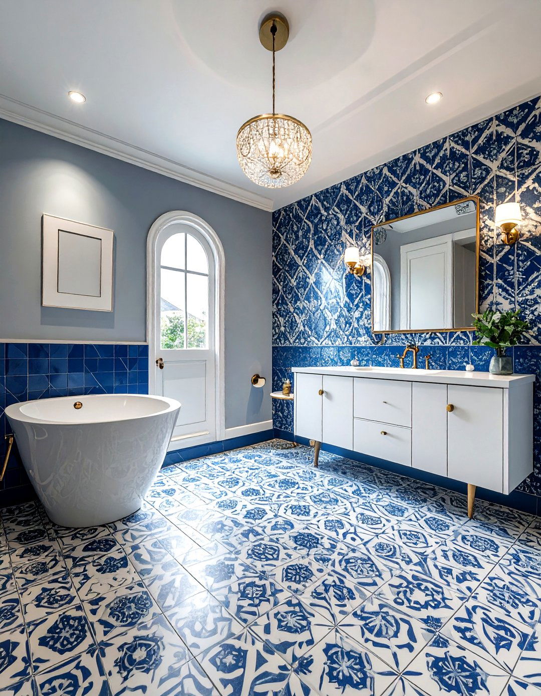 Mixed pattern bathroom tile layout - 30 patterned tile bathroom ideas