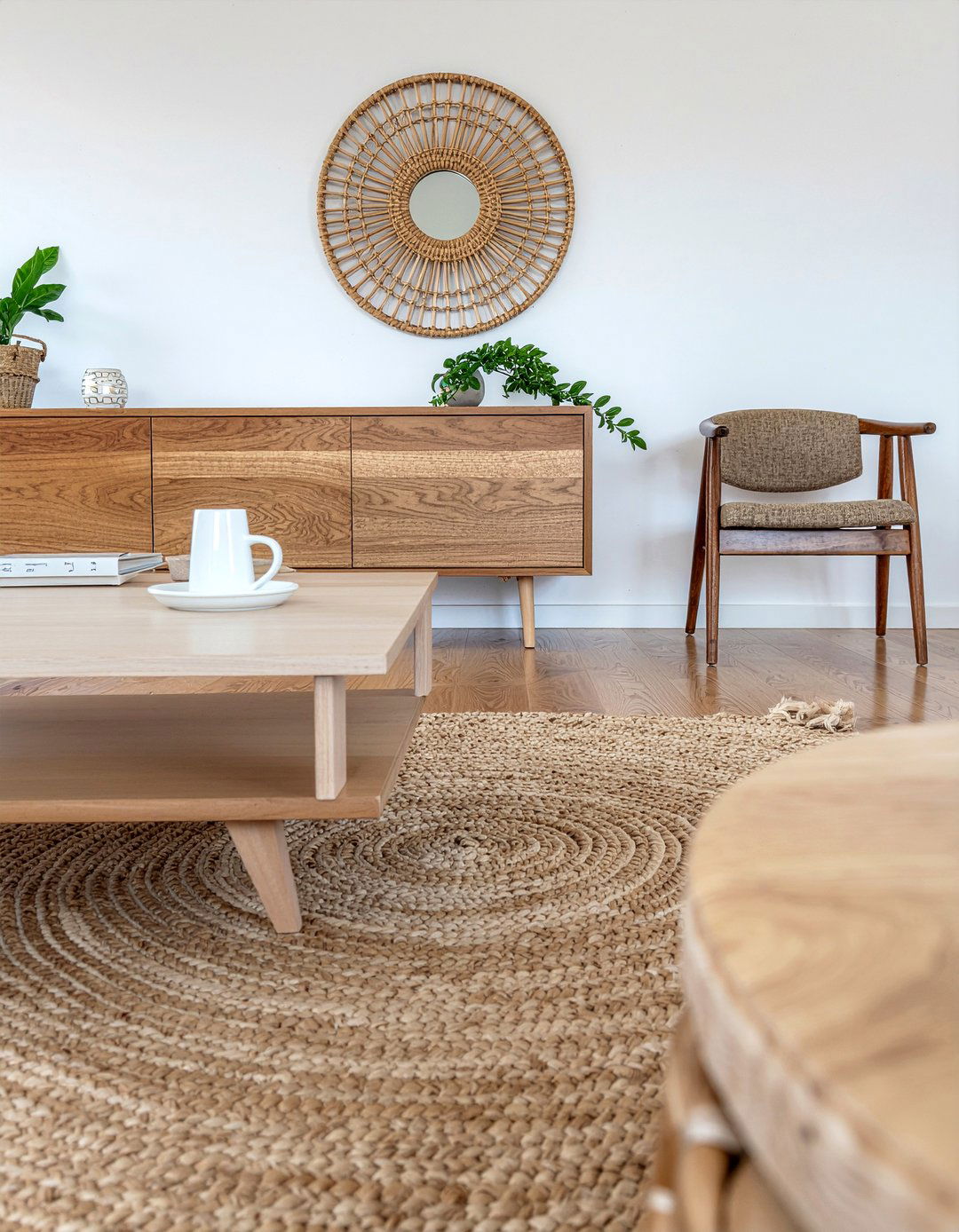 Mixed wood tones living room - 30 scandinavian living room ideas