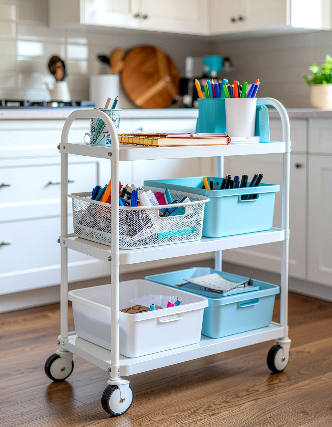 Mobile Cart Station - 30 kitchen command center ideas