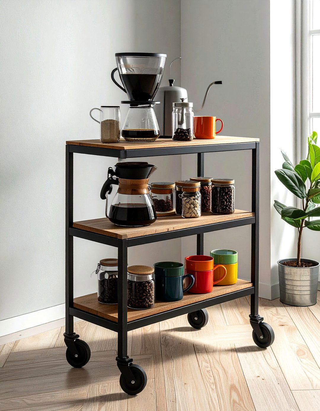 Mobile Coffee Cart - 30 kitchen coffee nook ideas